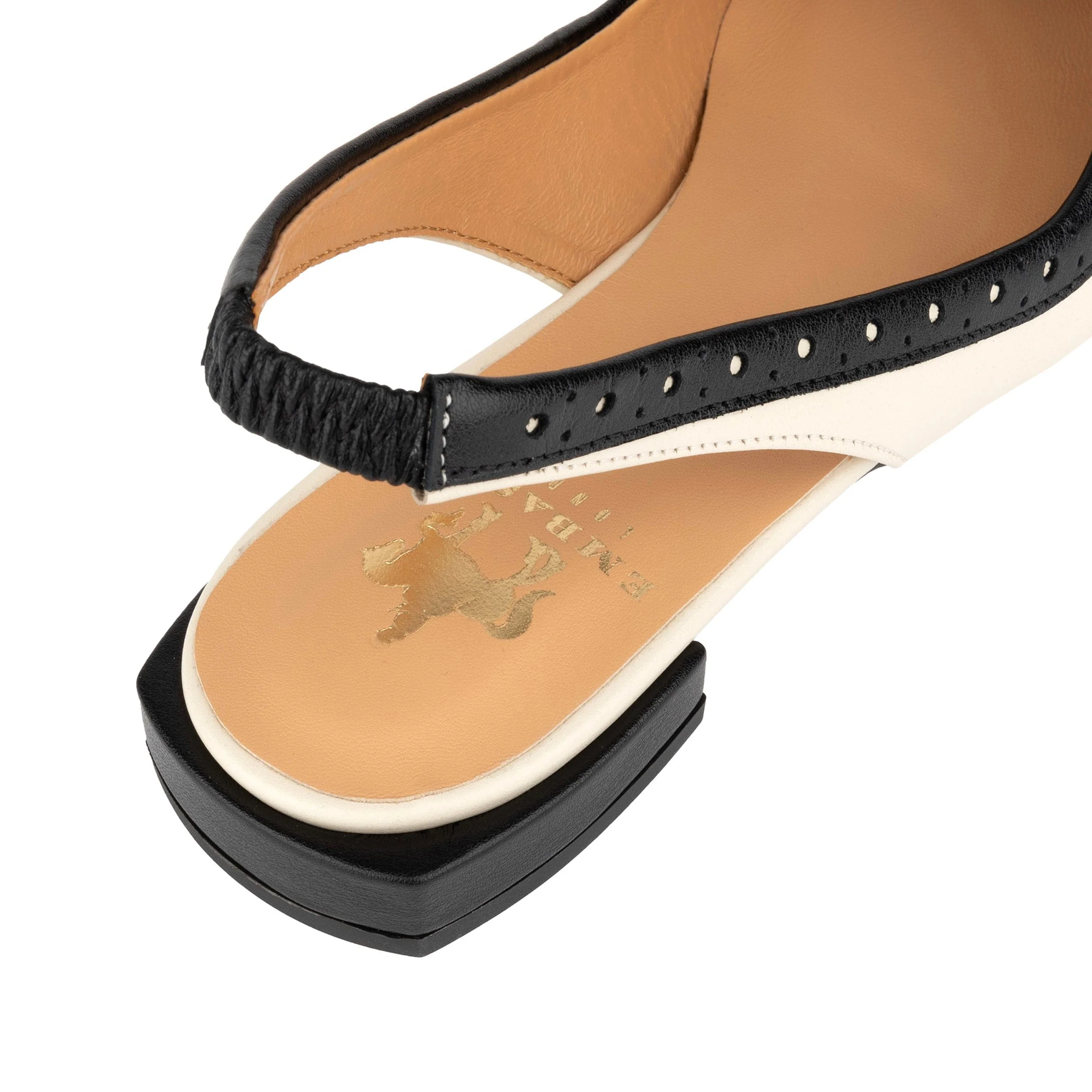 Holly - Cream & Black - Women's pointed toe contrast leather slingbacks - Image 8