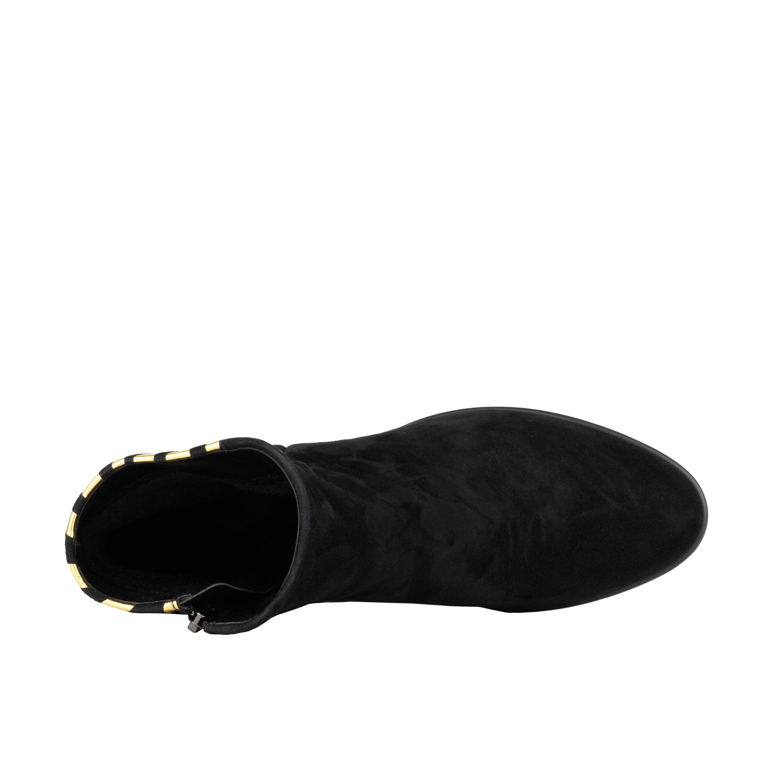 Impala - Black & Gold - Women's Suede Ankle Boot with Block Heel & Gold Foil Zebra Stripes - Image 6