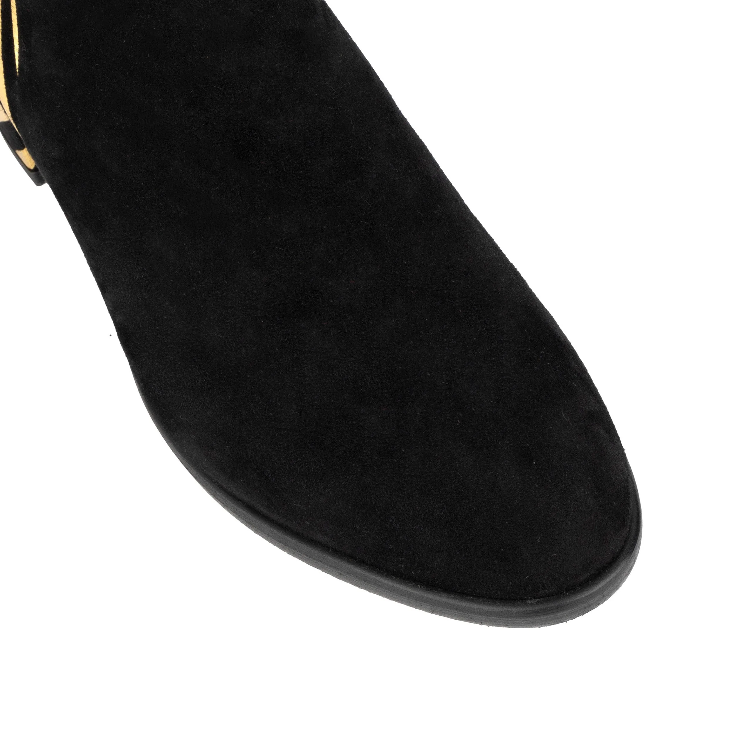 Impala - Black & Gold - Women's Suede Ankle Boot with Block Heel & Gold Foil Zebra Stripes - Image 8
