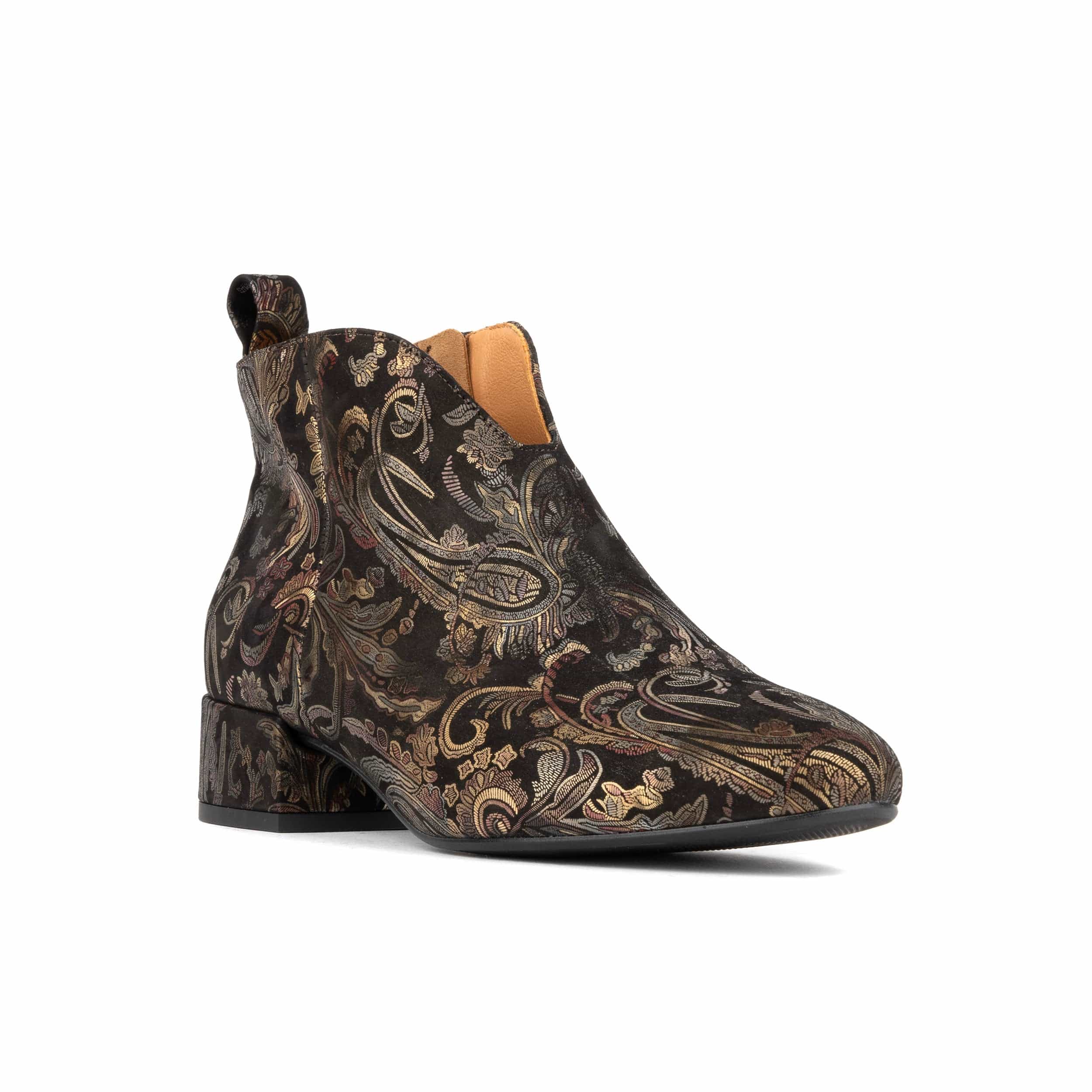 Iris - Black & Gold & Burgundy - Women's leather ankle boot with soft insoles - Image 2