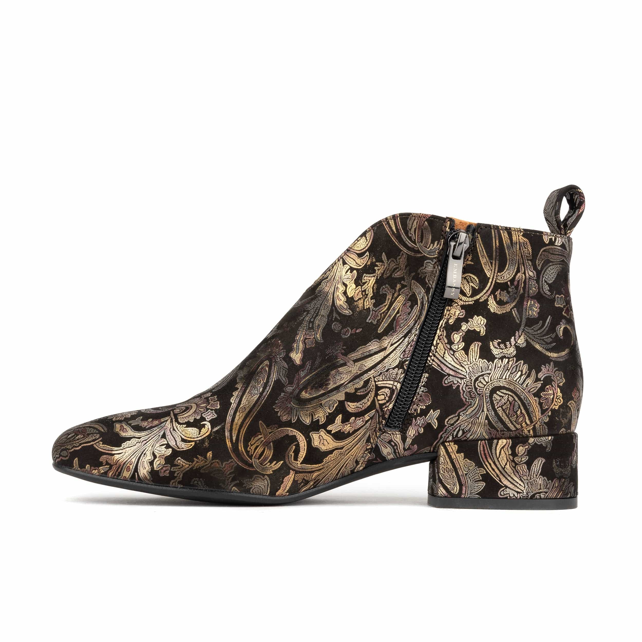 Iris - Black & Gold & Burgundy - Women's leather ankle boot with soft insoles - Image 3