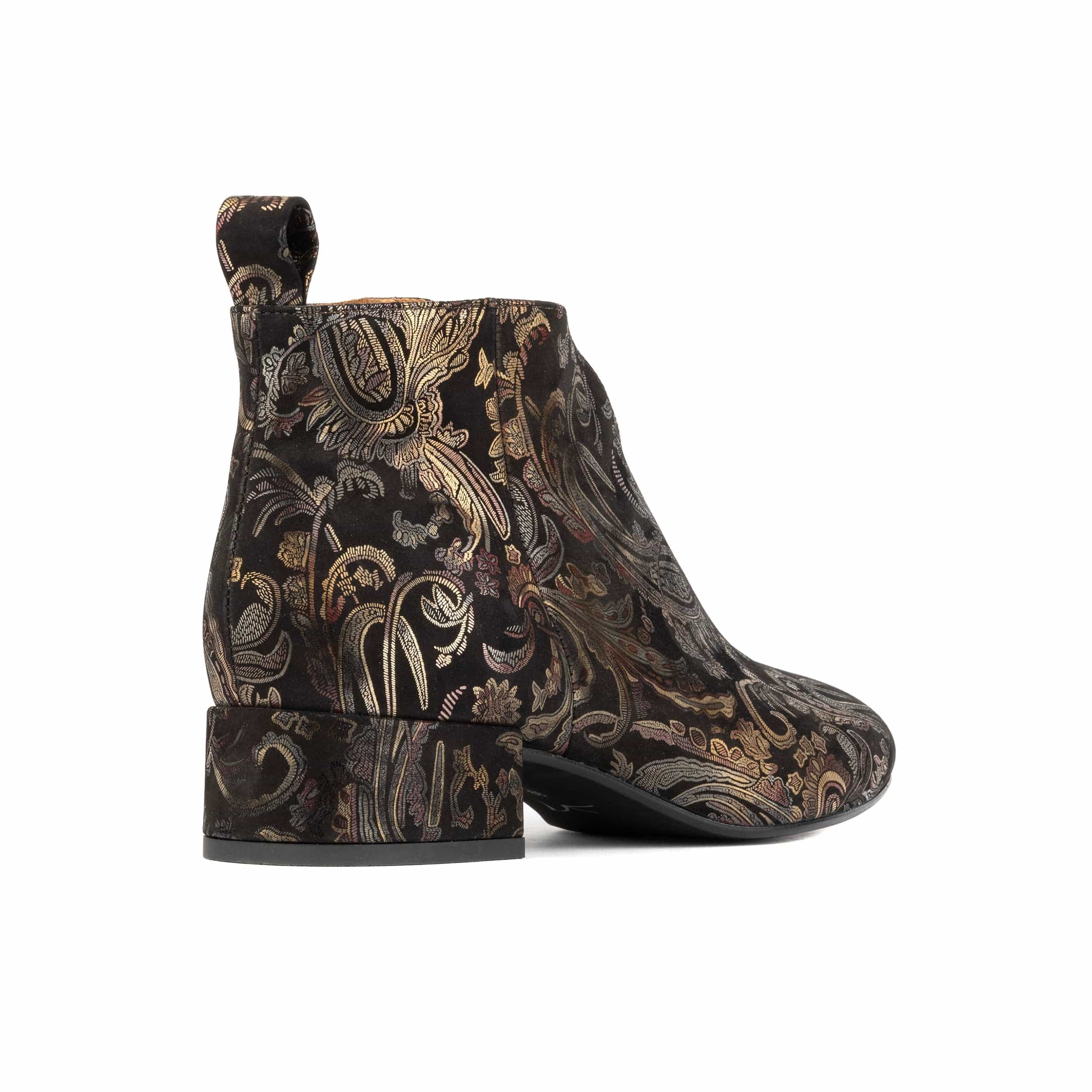 Iris - Black & Gold & Burgundy - Women's leather ankle boot with soft insoles - Image 4