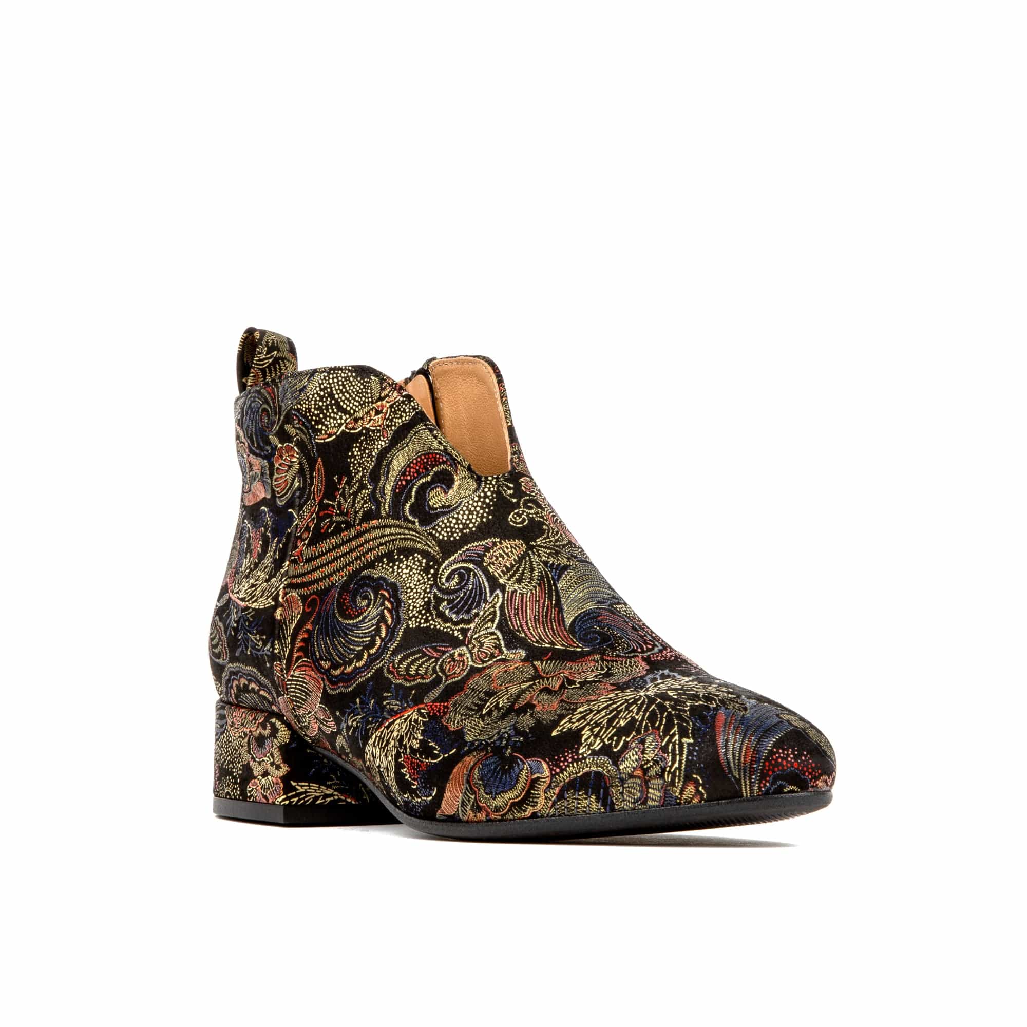 Iris - Black Multi - Women's leather side zip ankle boot with soft insoles - Image 3