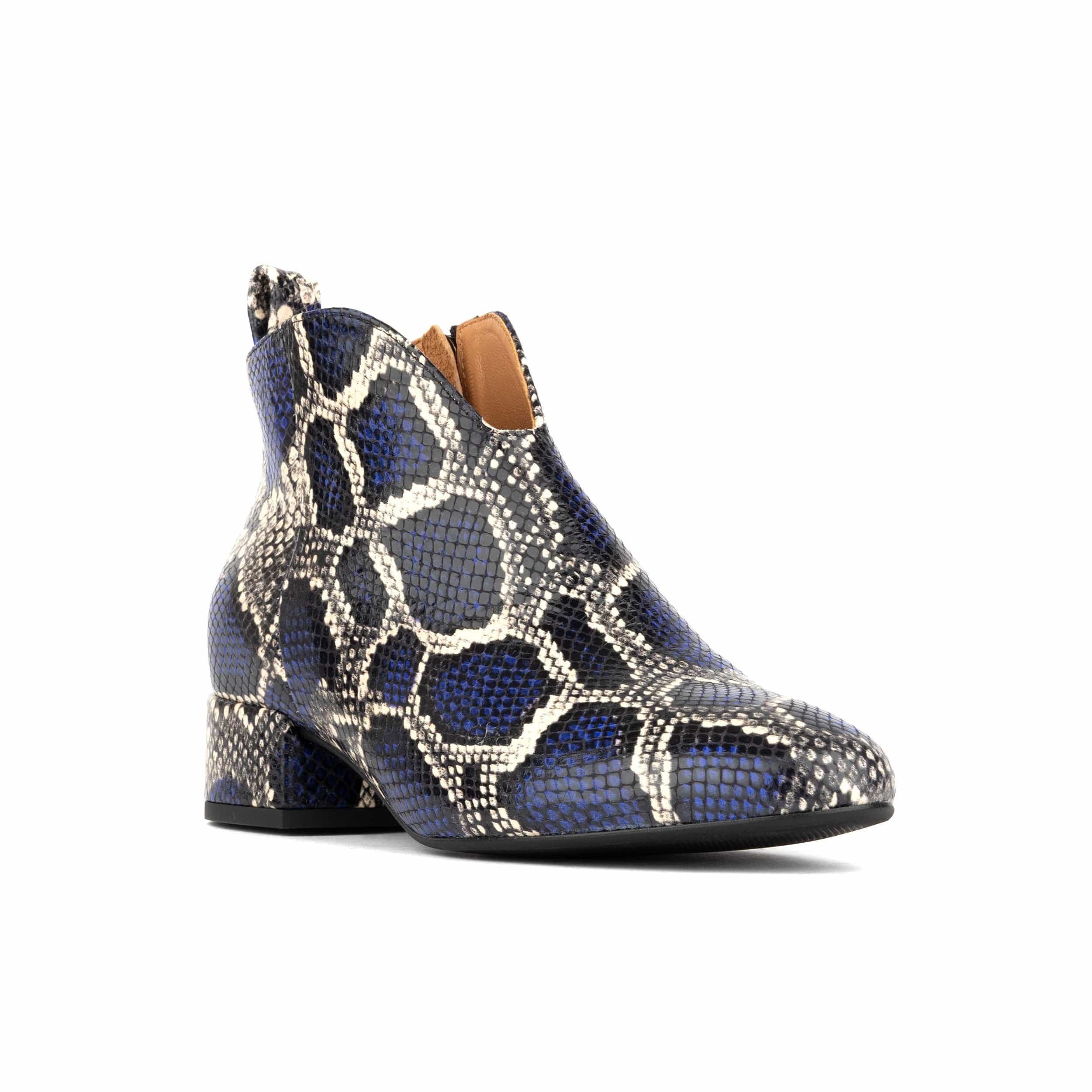 Iris - Blue Snake - Women's leather ankle boot with soft insoles - Image 3