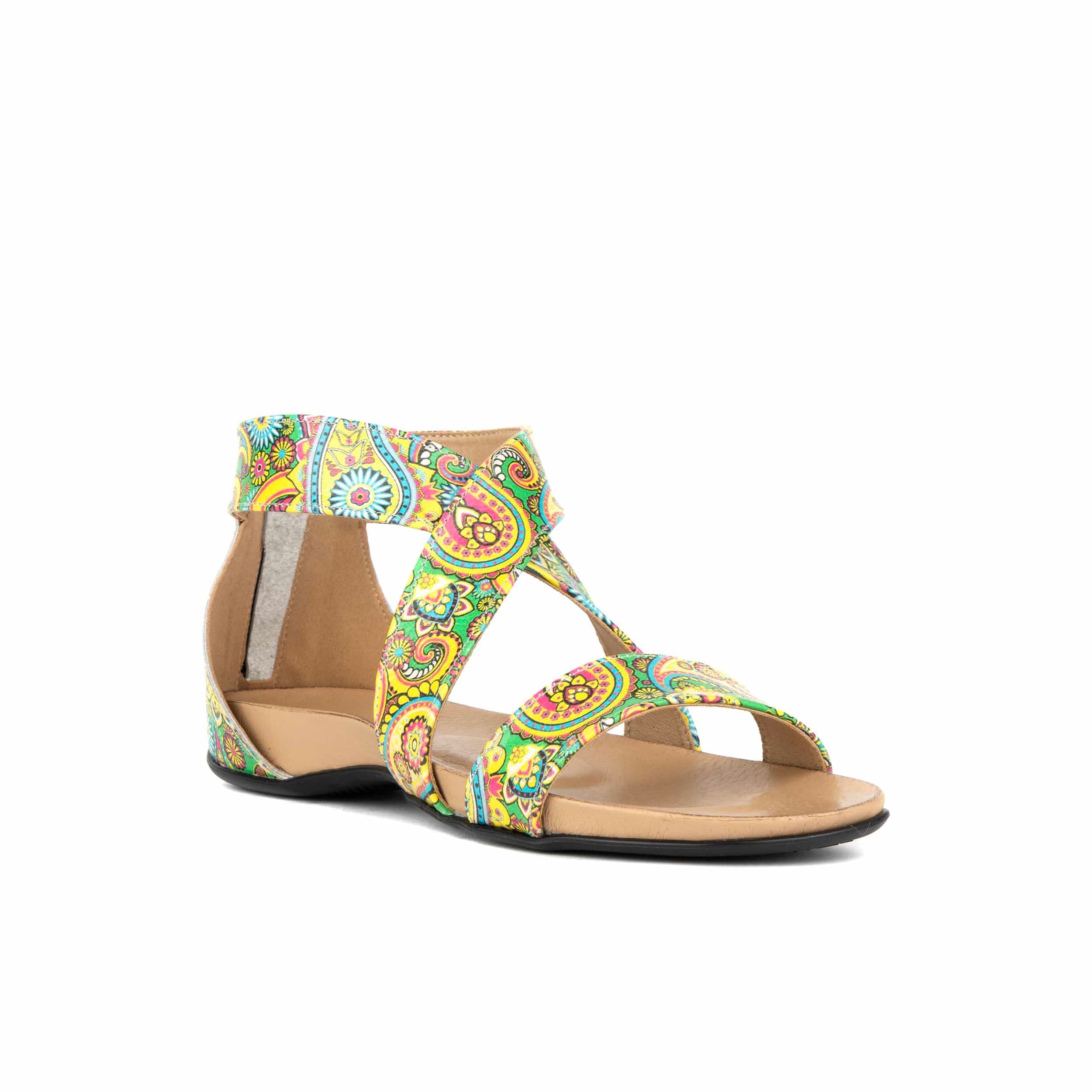 Isabella - Festival Green - Women's cross strap sandal with covered zip-up heel - Image 2