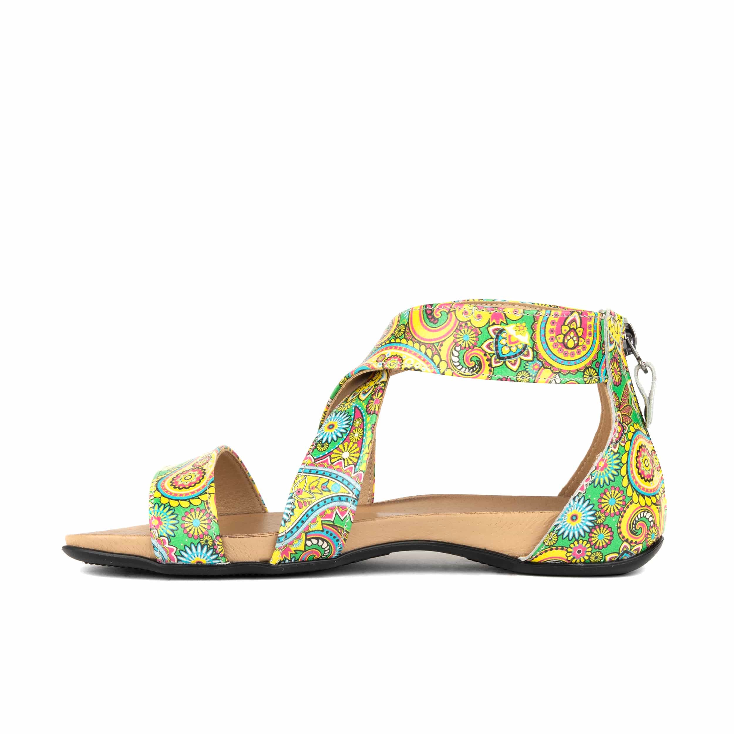 Isabella - Festival Green - Women's cross strap sandal with covered zip-up heel - Image 3