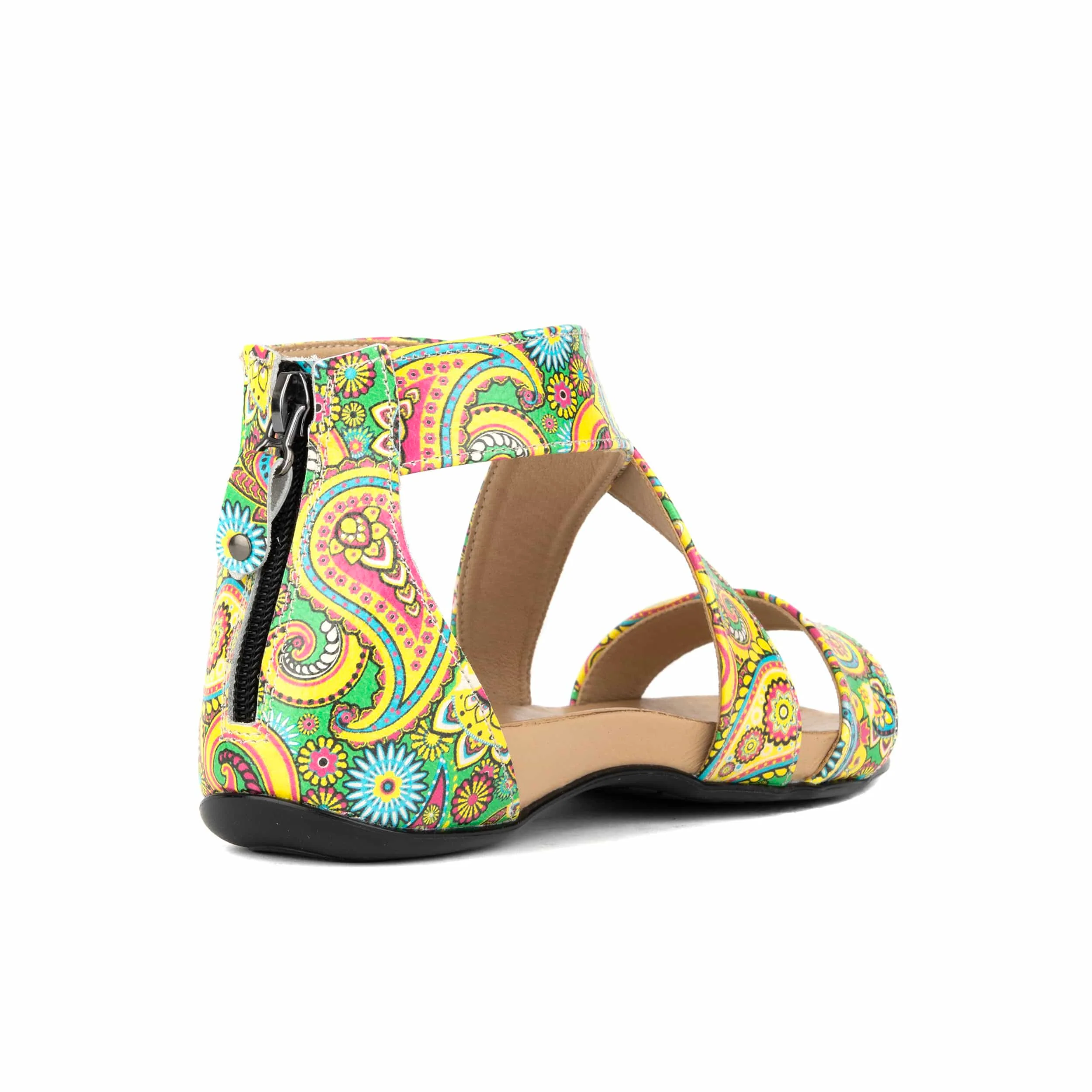 Isabella - Festival Green - Women's cross strap sandal with covered zip-up heel - Image 4
