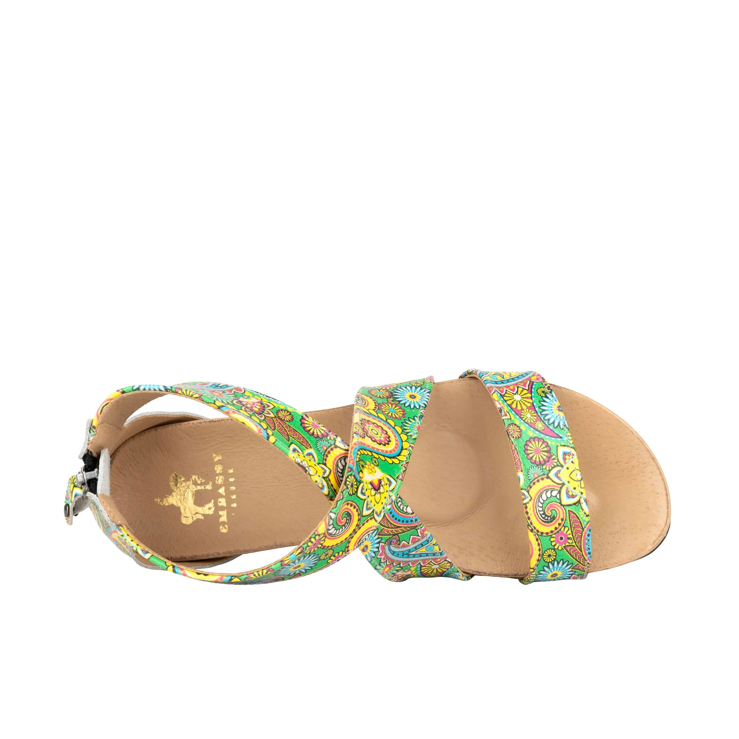 Isabella - Festival Green - Women's cross strap sandal with covered zip-up heel - Image 6
