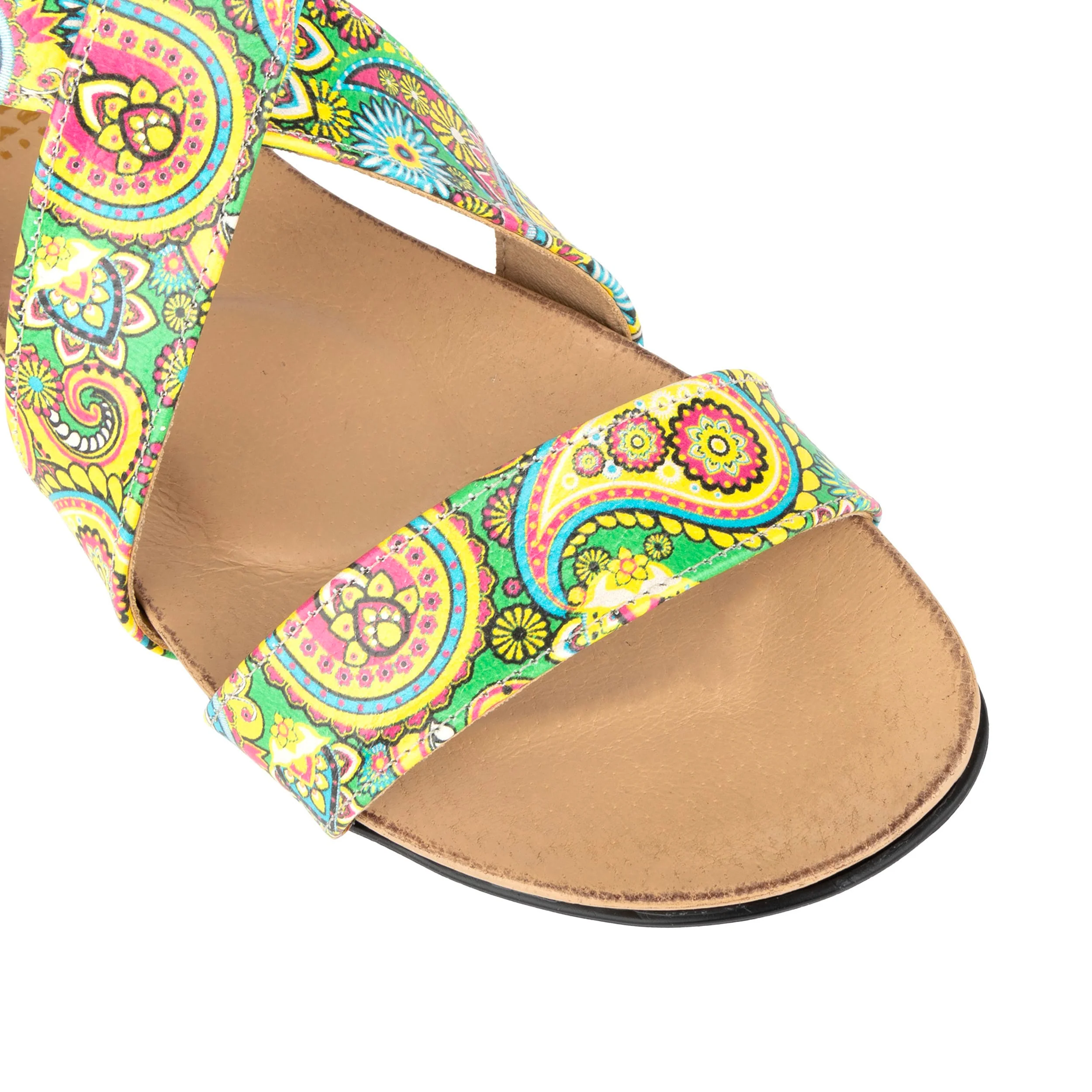 Isabella - Festival Green - Women's cross strap sandal with covered zip-up heel - Image 7