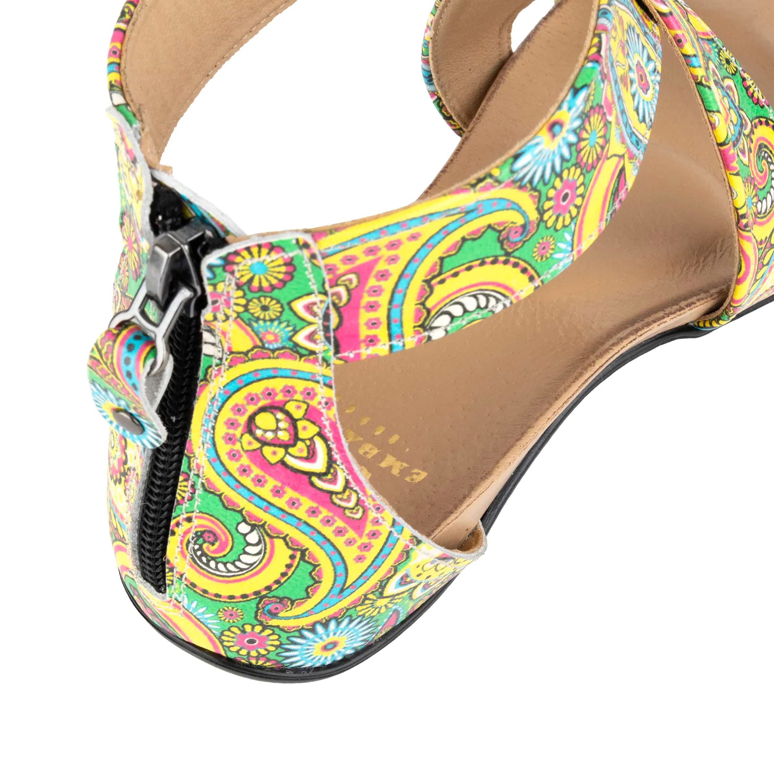 Isabella - Festival Green - Women's cross strap sandal with covered zip-up heel - Image 8