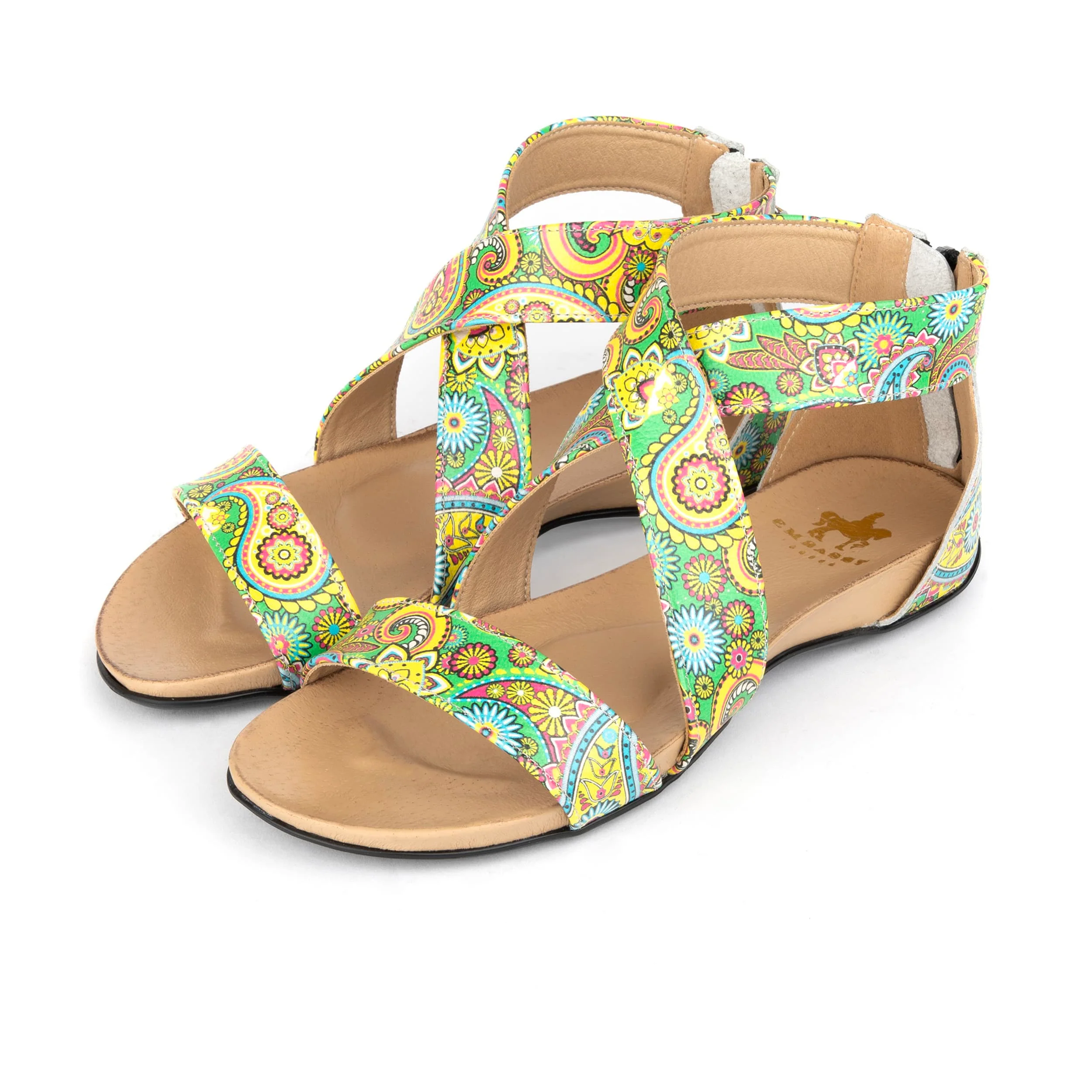 Isabella - Festival Green - Women's cross strap sandal with covered zip-up heel - Image 9