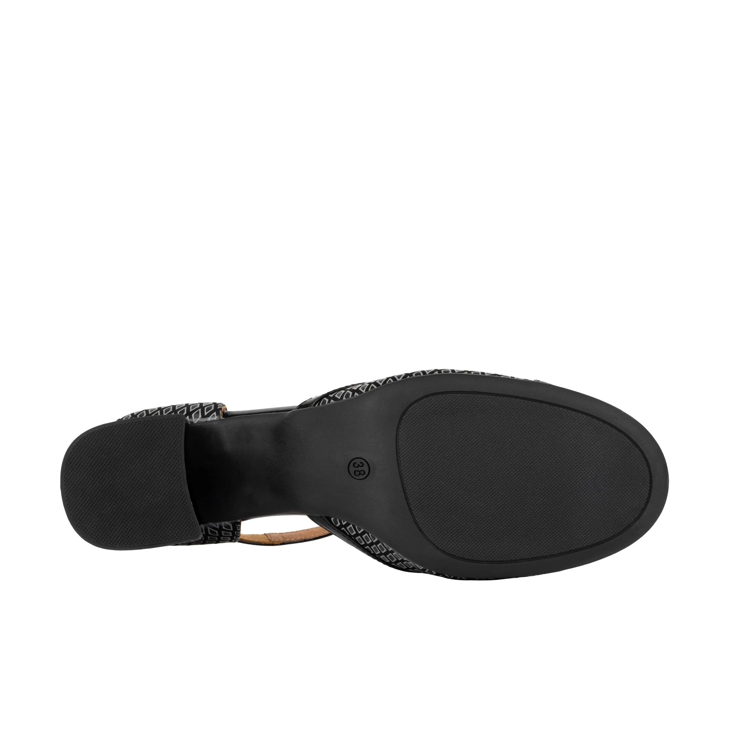 Kemi -  Black & Grey Diamonds - Women's Leather Almond-Toe Block Heel - Image 5