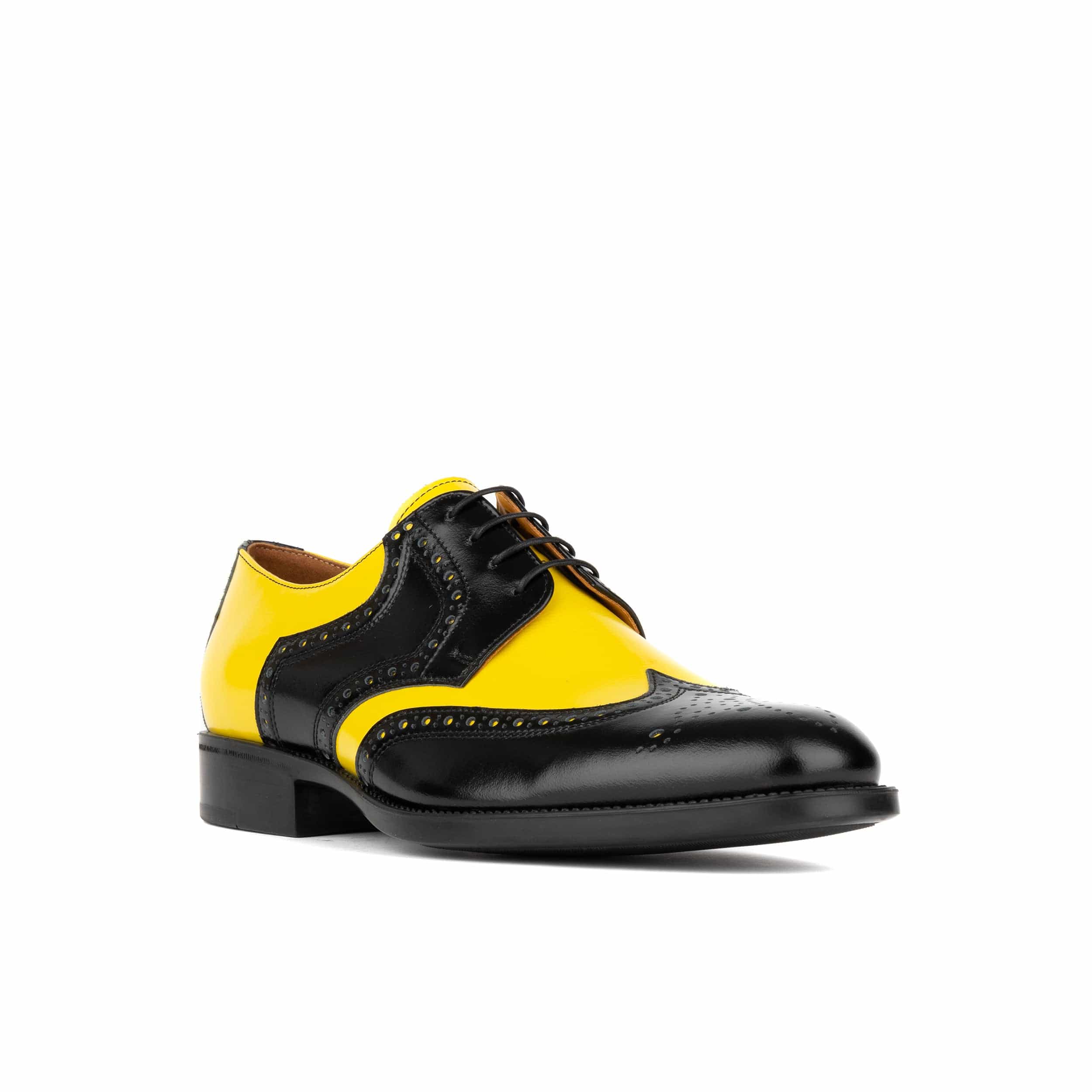 Kensington - Yellow & Black - Men's leather brogue lace-up - Image 2