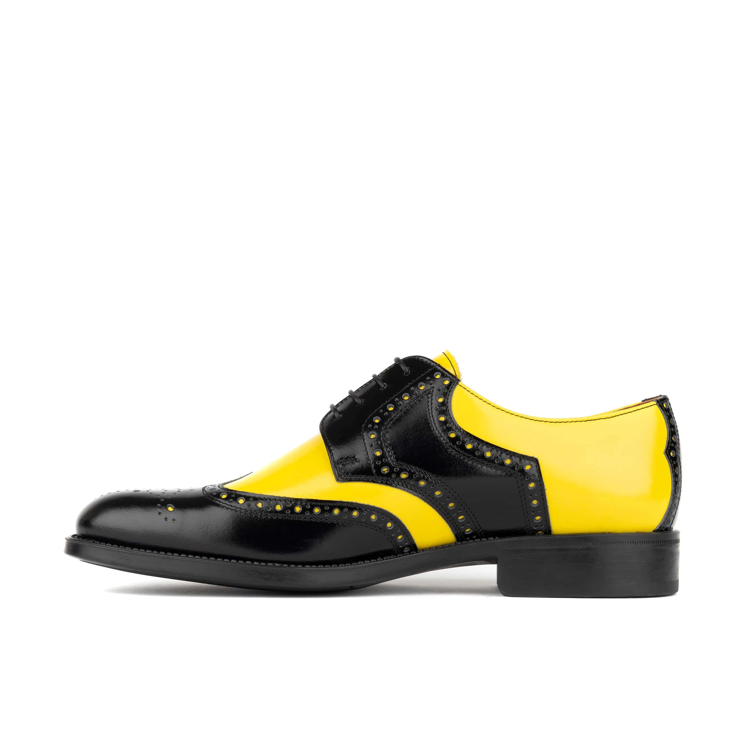 Kensington - Yellow & Black - Men's leather brogue lace-up - Image 3