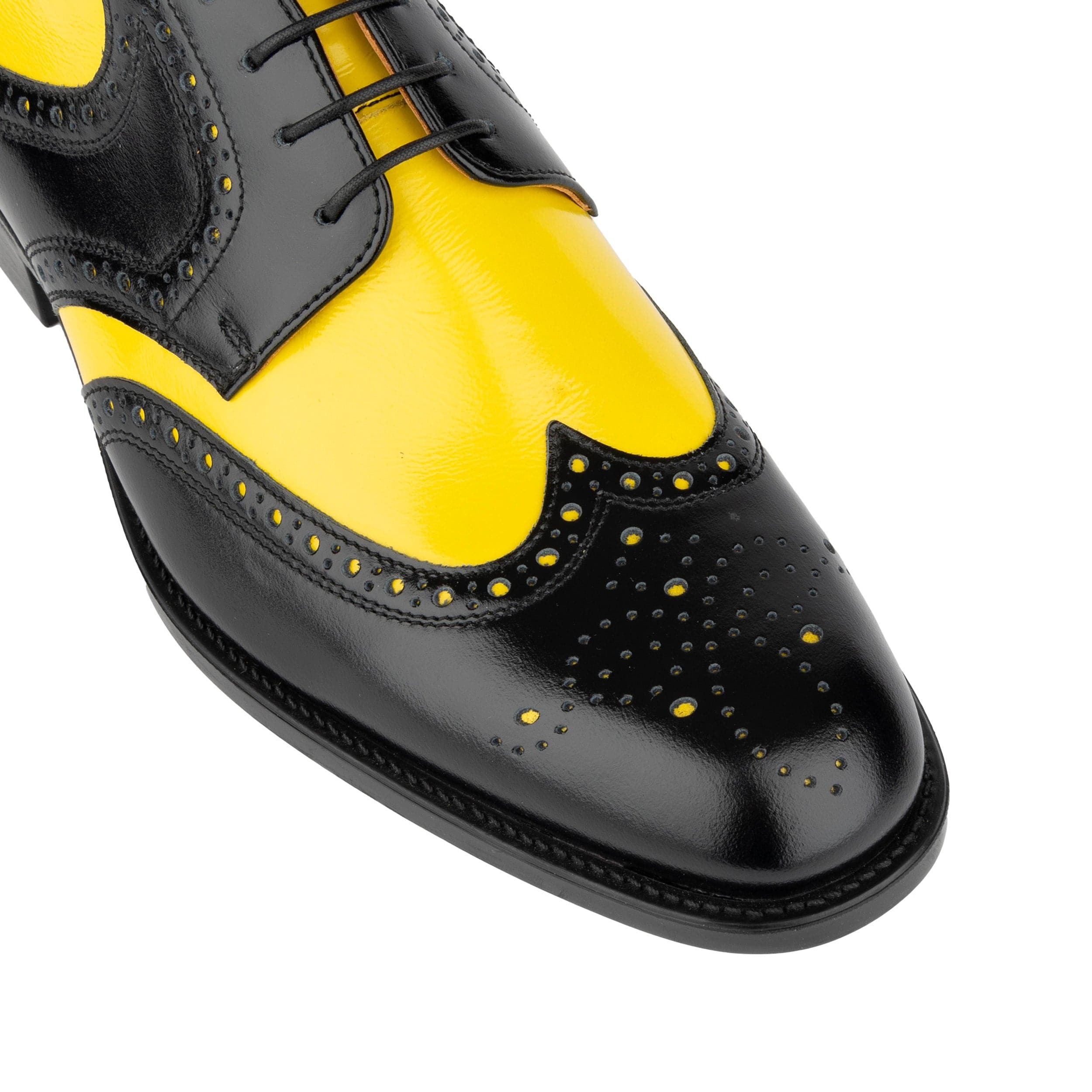 Kensington - Yellow & Black - Men's leather brogue lace-up - Image 7