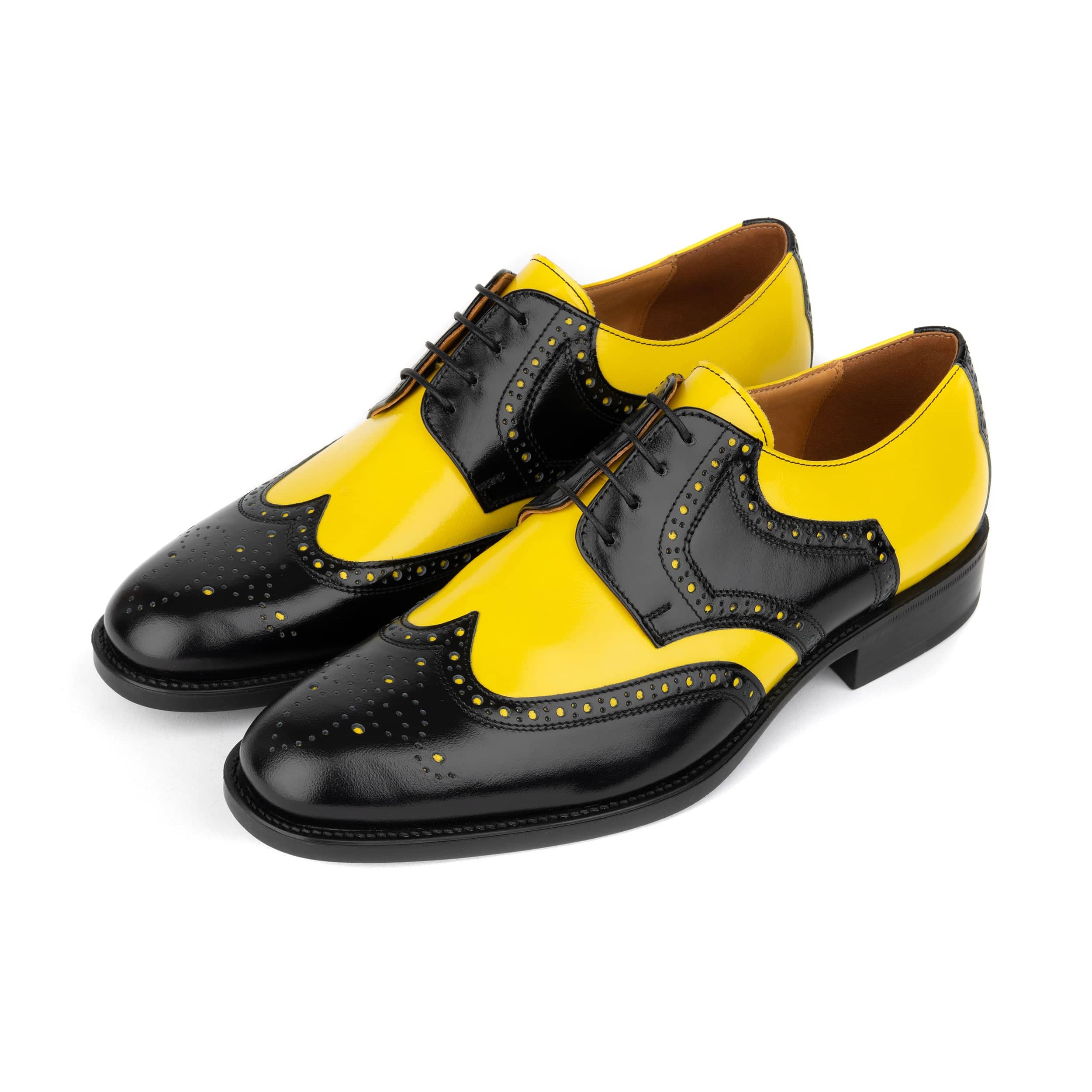 Kensington - Yellow & Black - Men's leather brogue lace-up - Image 9