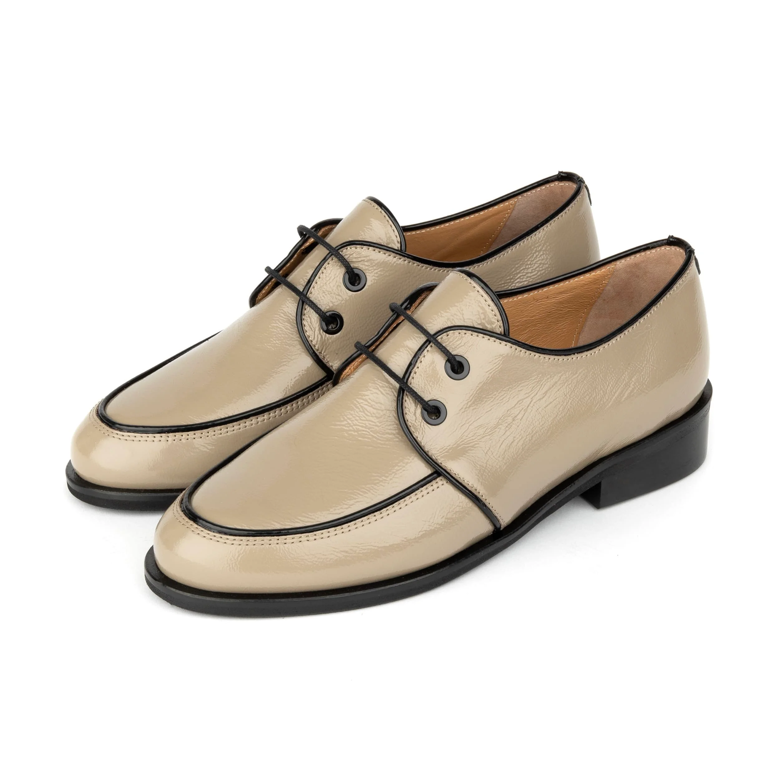 Kiss - Grey & Brown - Women's patent leather lace up shoe - Image 9