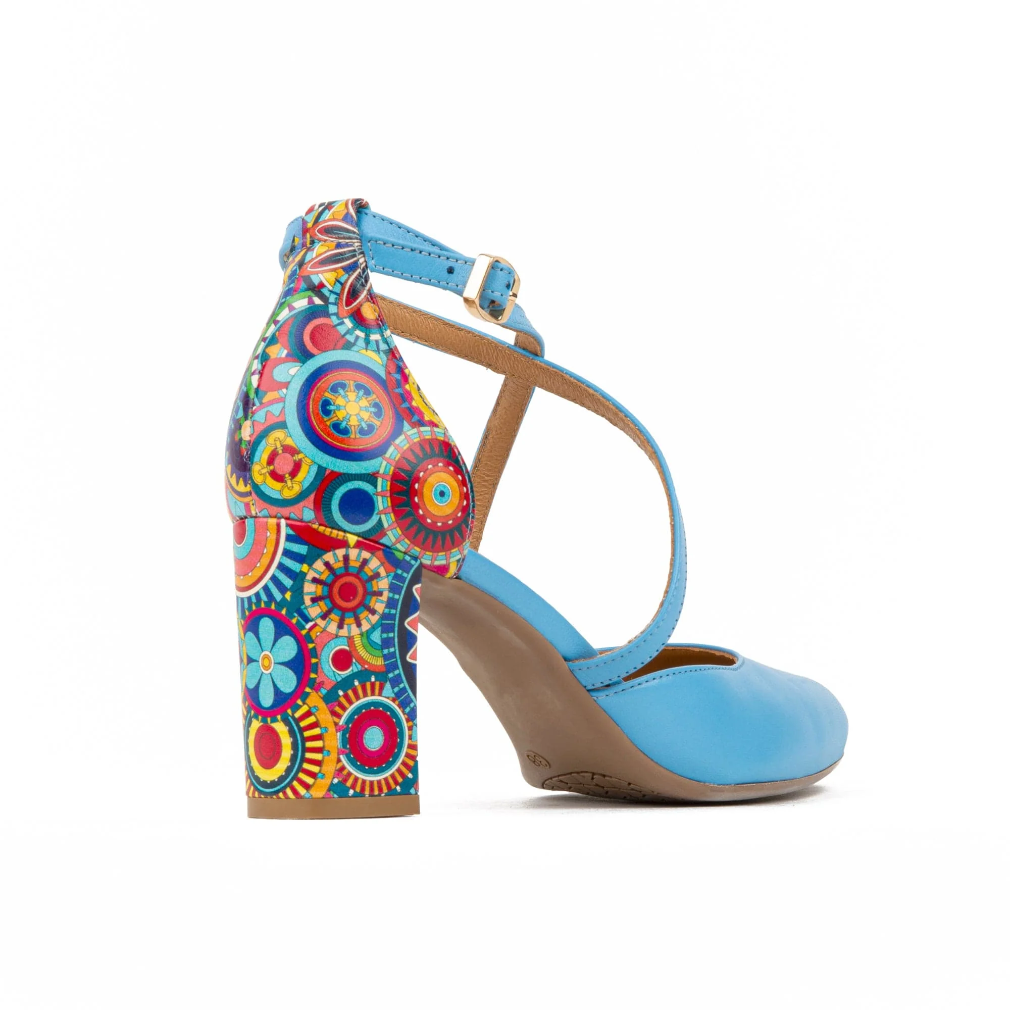 Kylie - Light Blue - Women's leather closed toe comfortable 3 inch block heel - Image 5