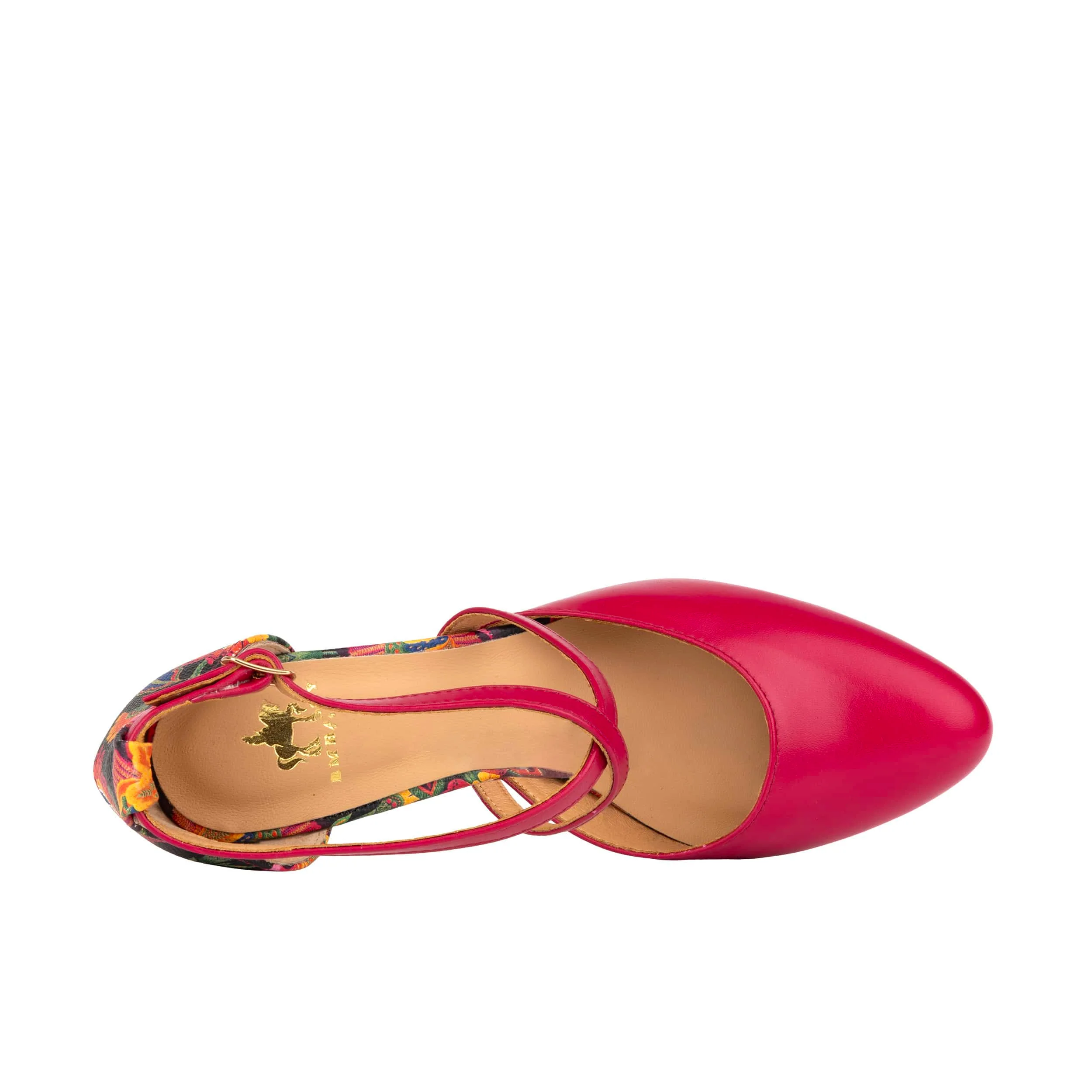 Kylie - Pink & Red Flowers - Women's leather strappy 3 inch block heel - Image 7