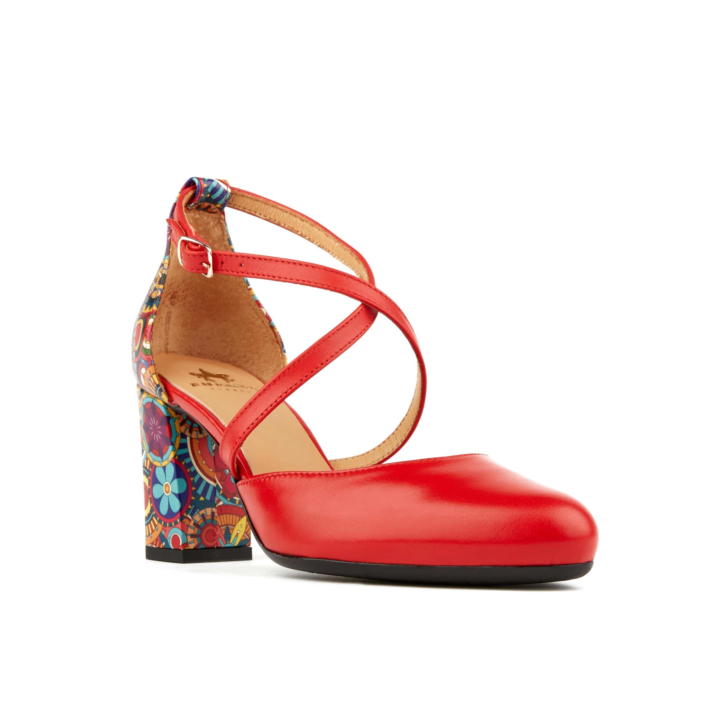 Kylie - Red Signature - Women's leather strappy 3 inch block heel in red - Image 3