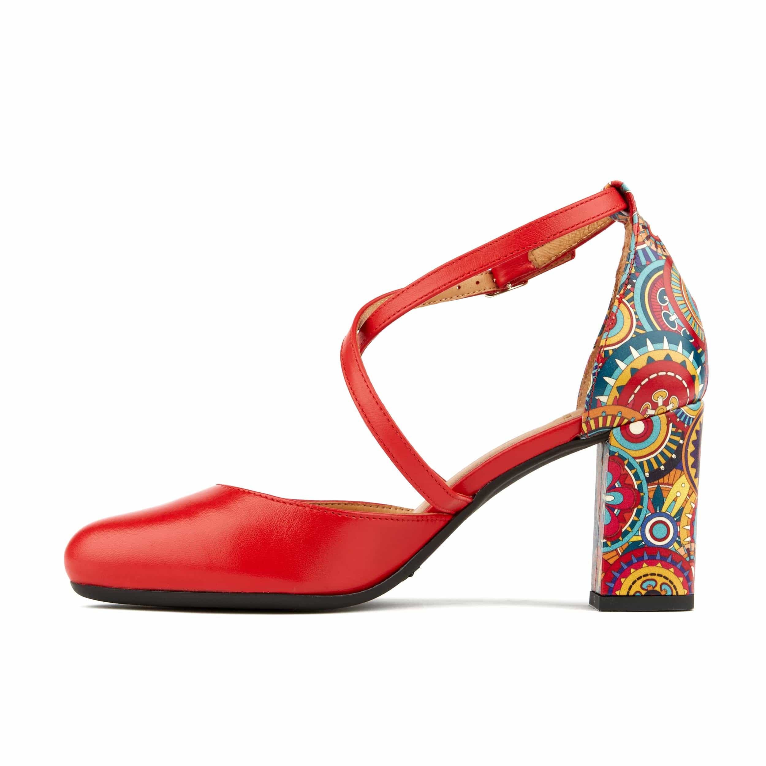 Kylie - Red Signature - Women's leather strappy 3 inch block heel in red - Image 4