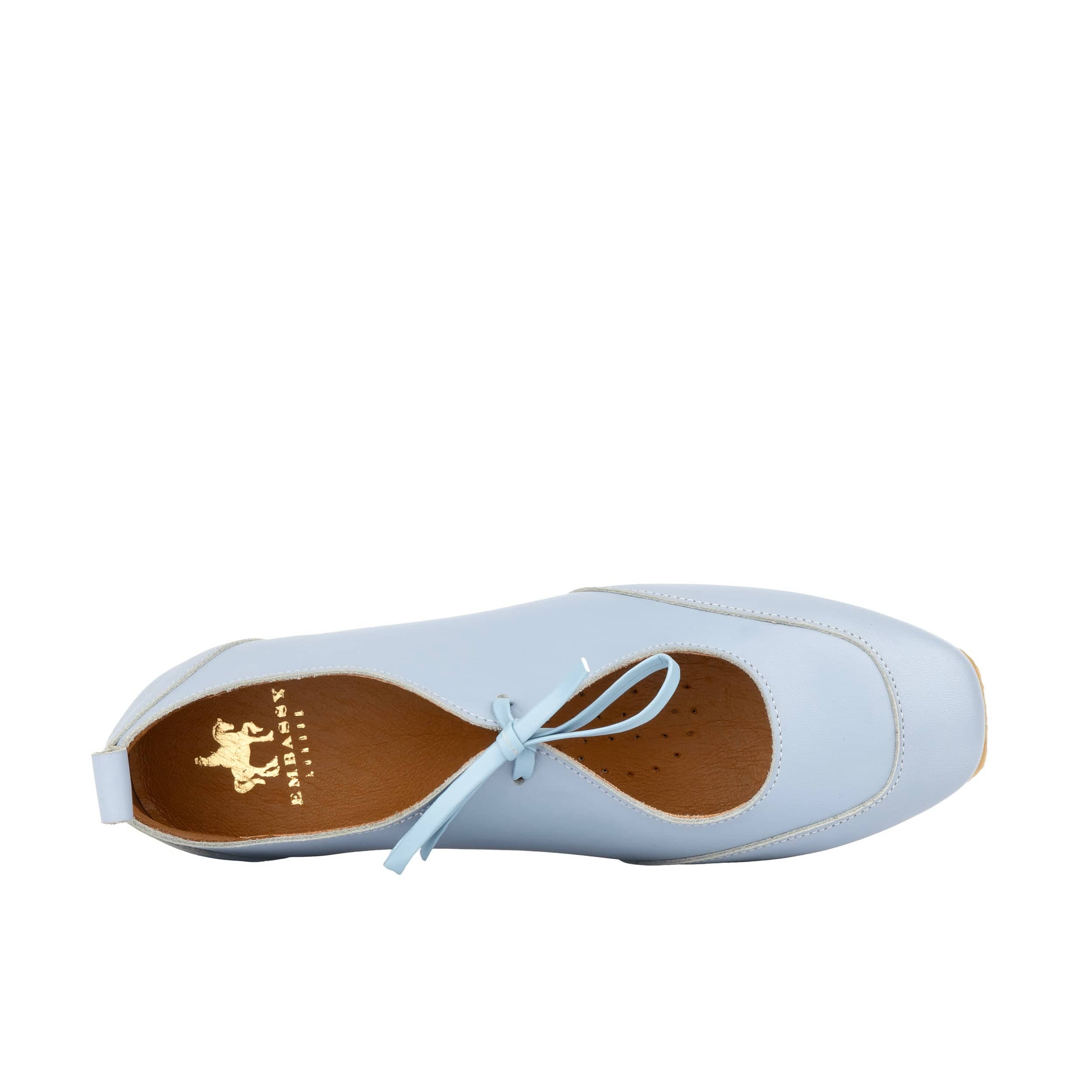 Kyoto - Light Blue - Women's Leather Lace Up Ballet Pump - Image 5