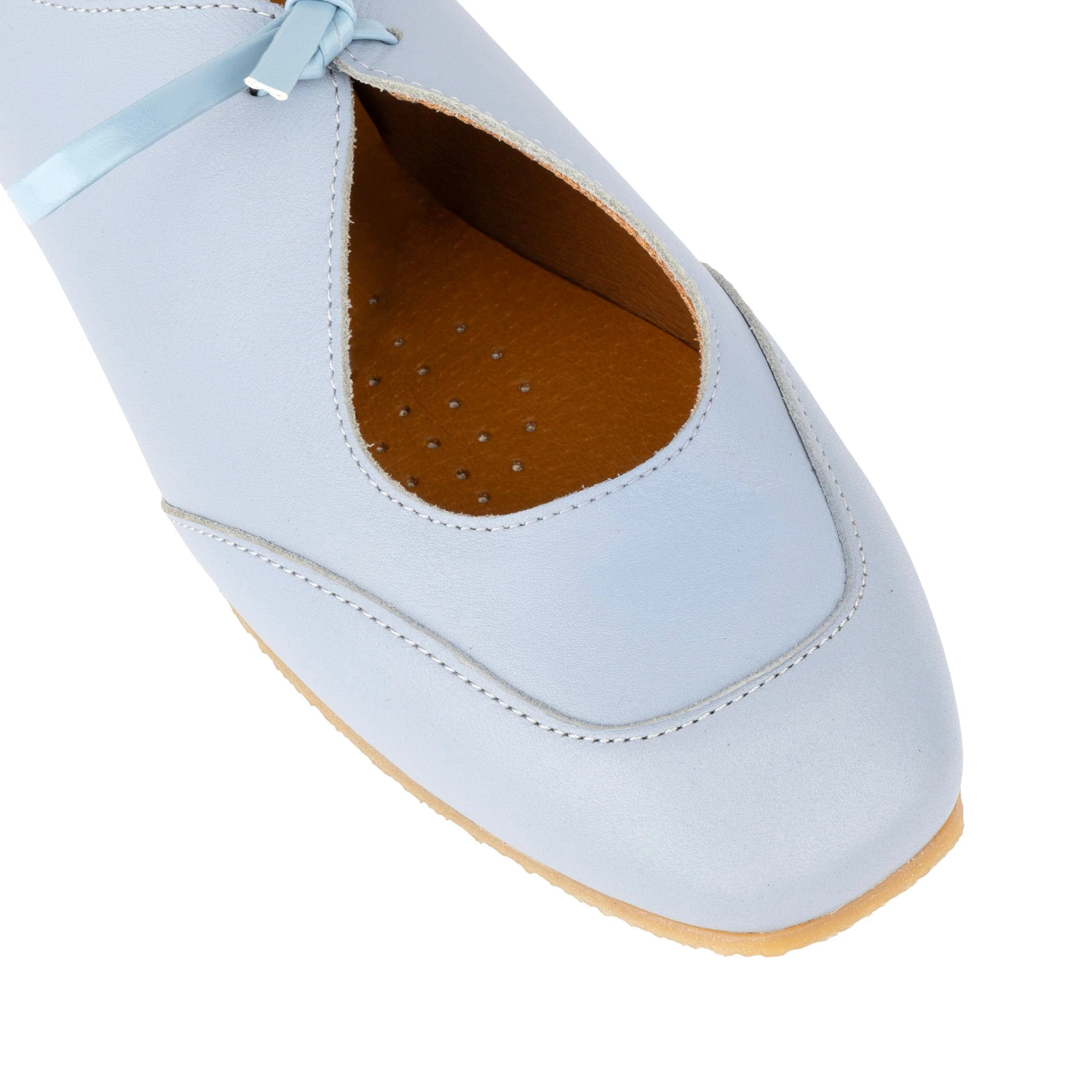 Kyoto - Light Blue - Women's Leather Lace Up Ballet Pump - Image 7