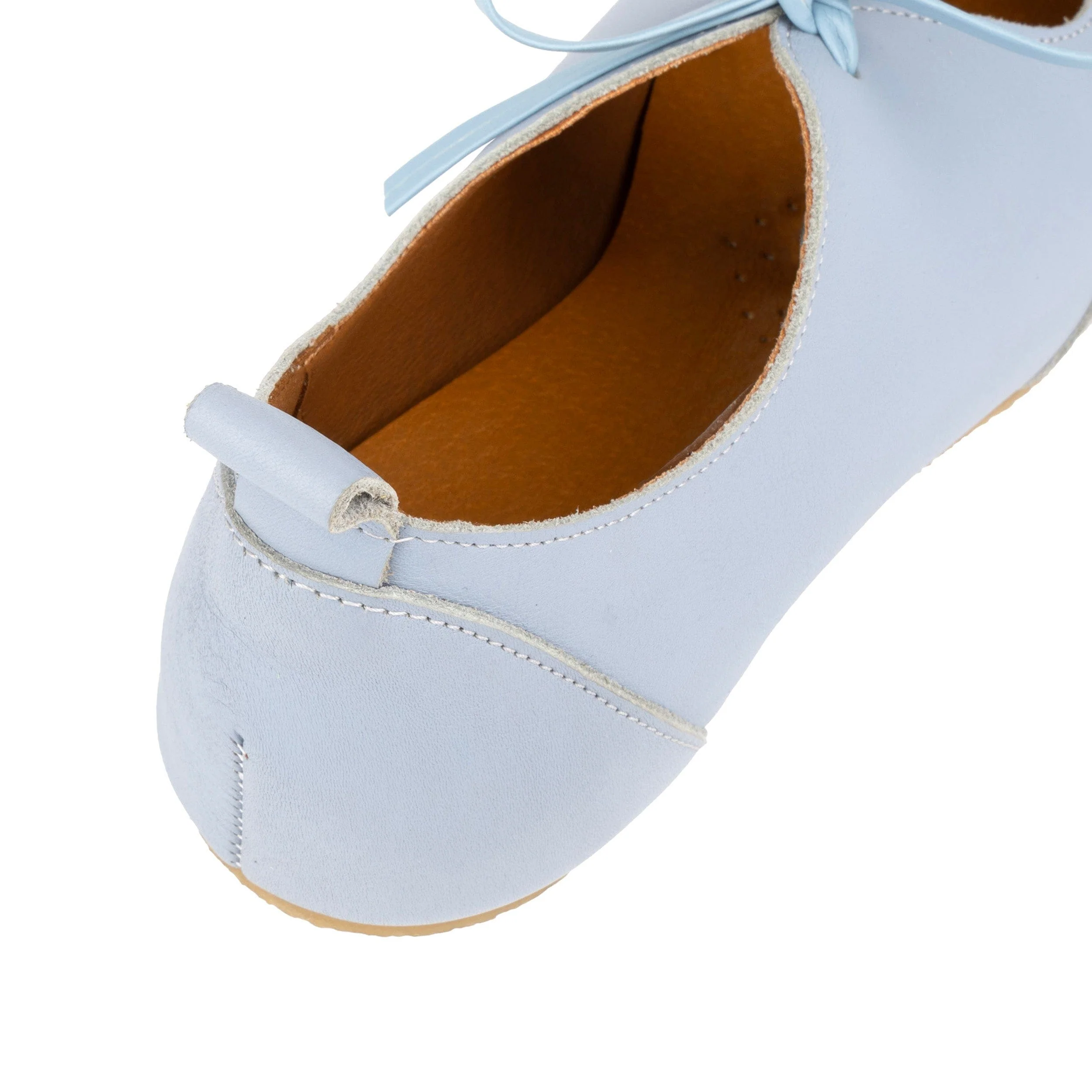 Kyoto - Light Blue - Women's Leather Lace Up Ballet Pump - Image 8