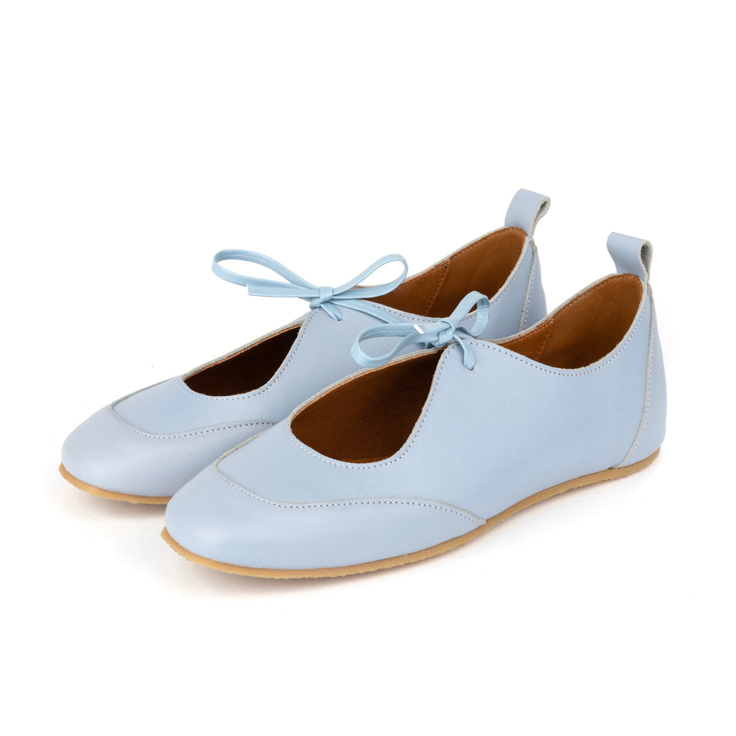 Kyoto - Light Blue - Women's Leather Lace Up Ballet Pump - Image 9
