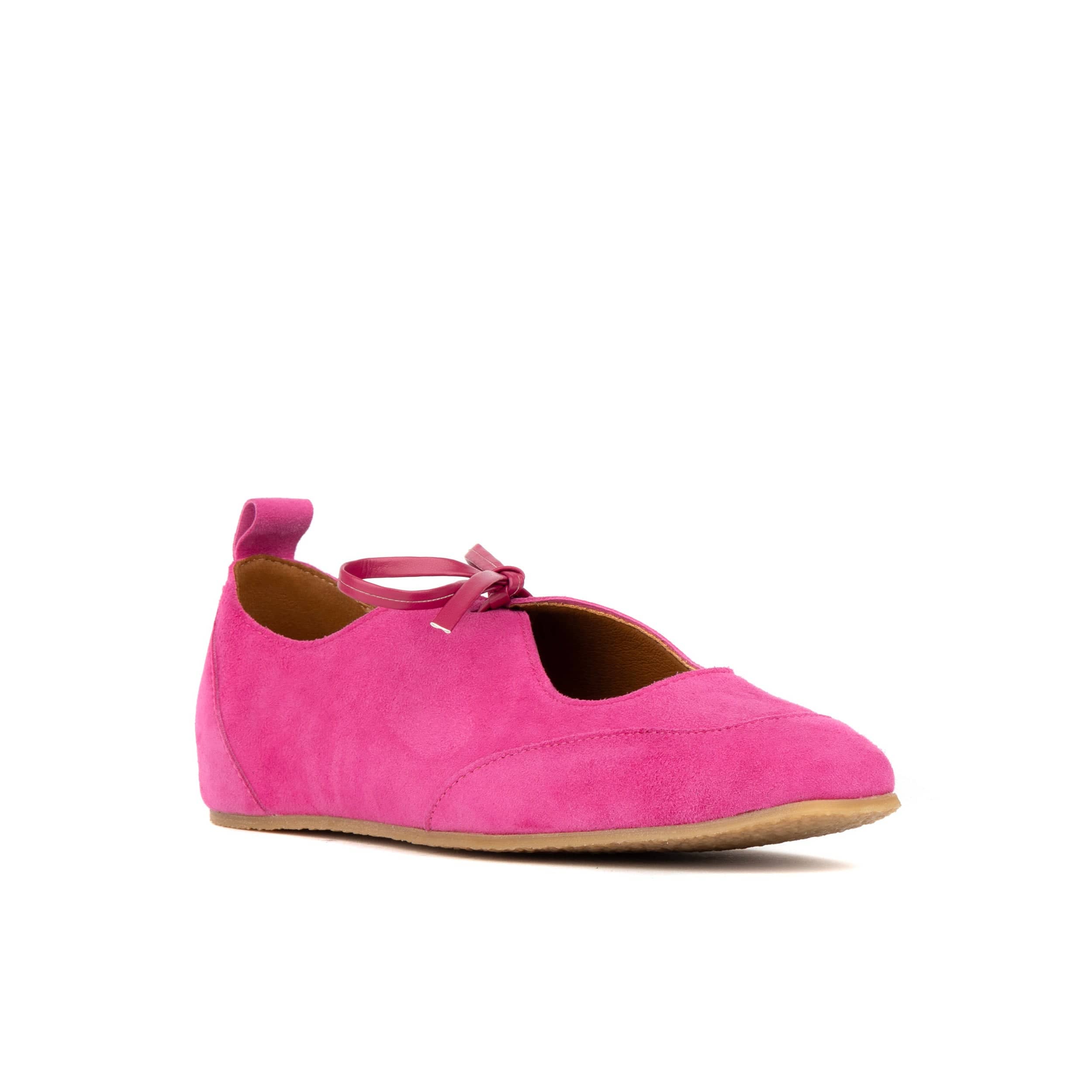 Kyoto - Pink - Women's Suede Lace Up Ballet Pump - Image 2