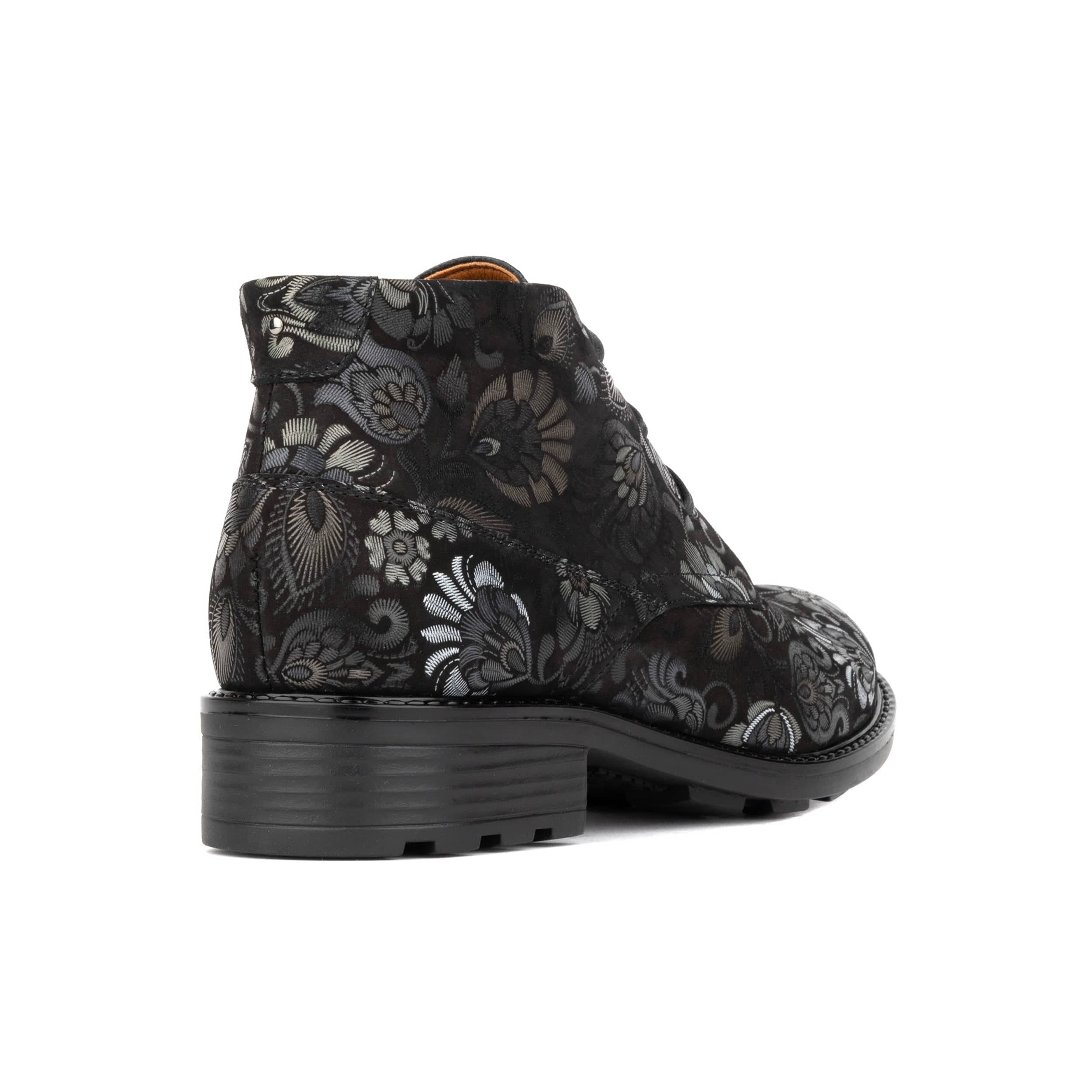 Laviva - Black Emboss - Women's round toe wide fitted ankle boot In nubuck leather - Image 4