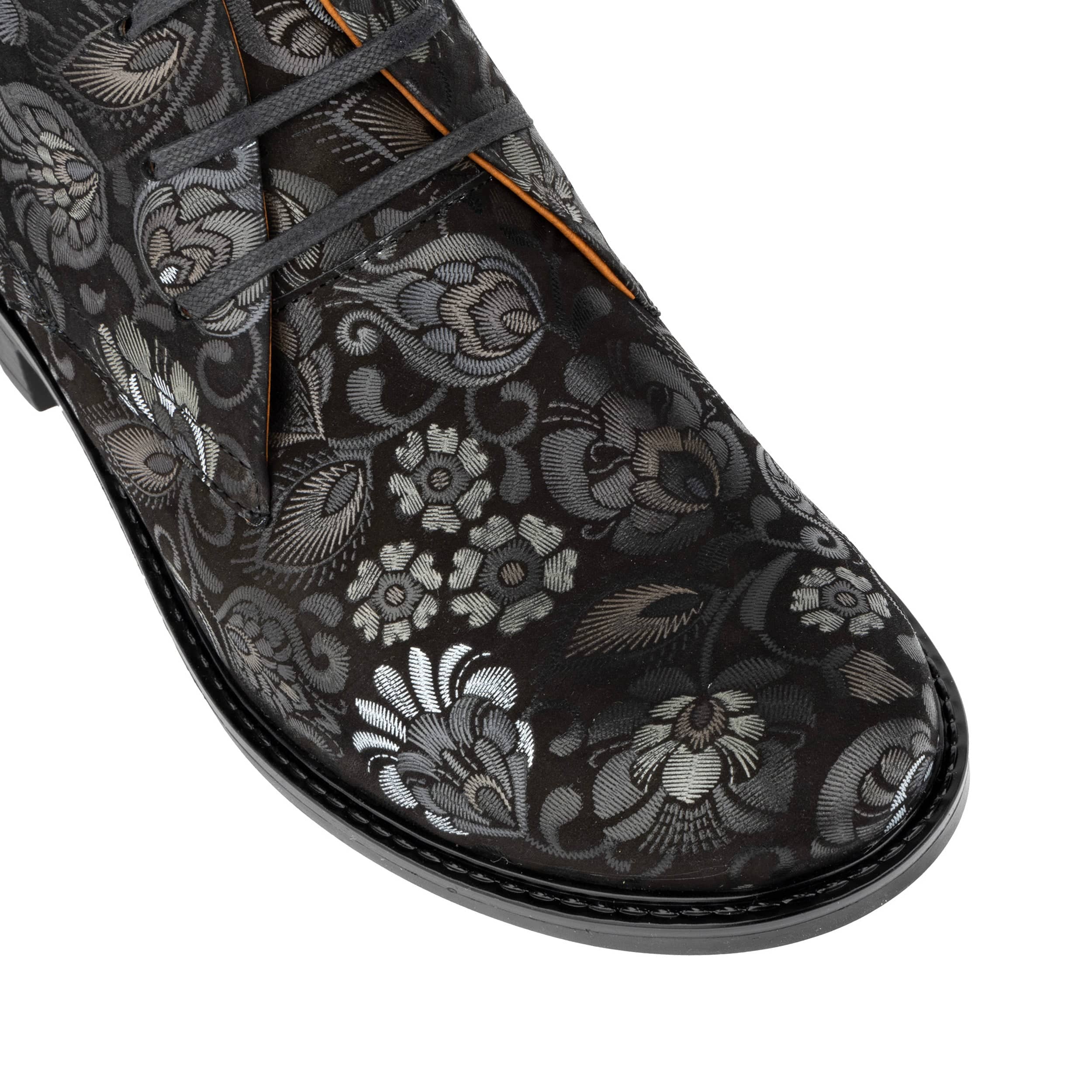 Laviva - Black Emboss - Women's round toe wide fitted ankle boot In nubuck leather - Image 7