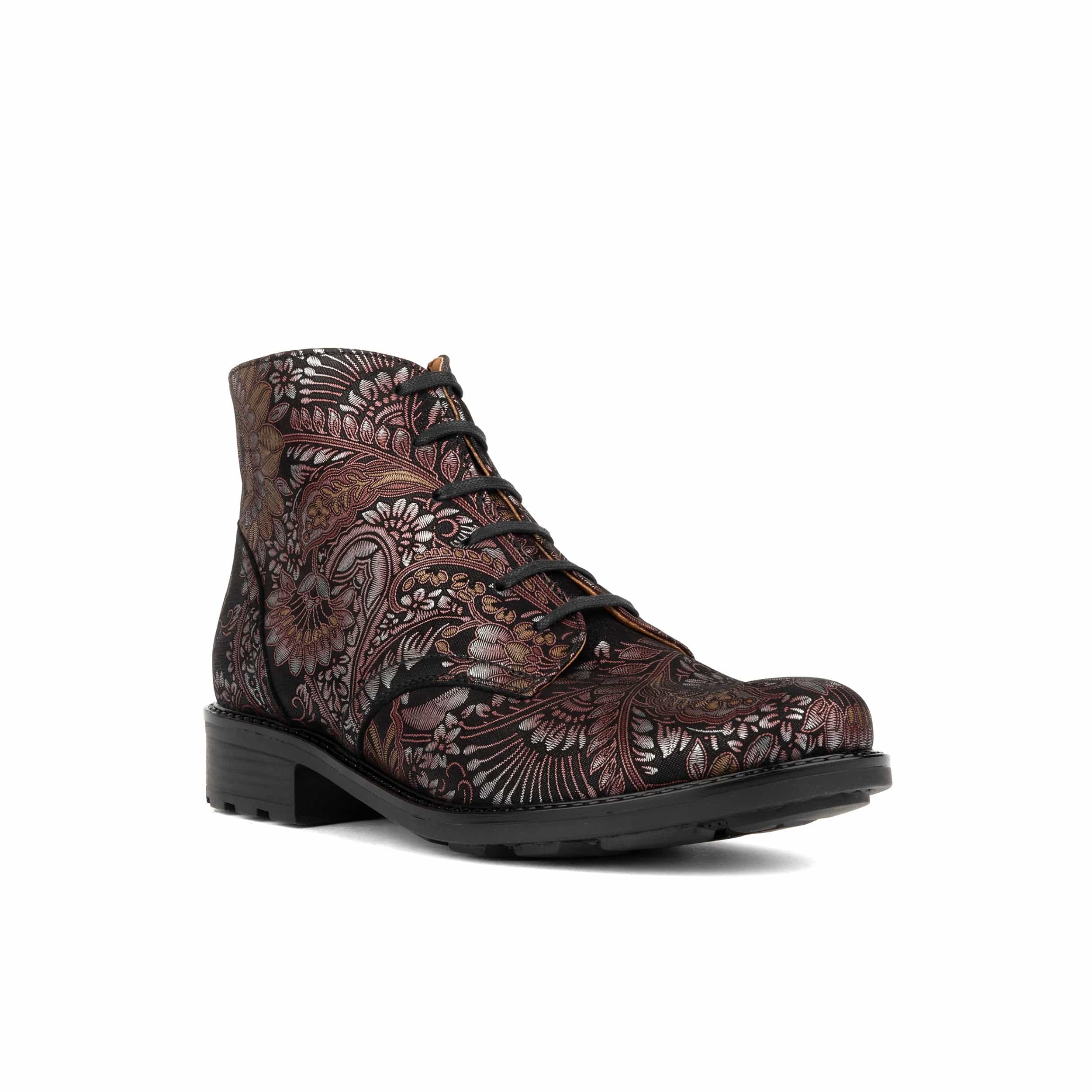 Laviva Mid - Black & Gold & Burgundy - Women's rmid-height leather wide fitted ankle boot - Image 2