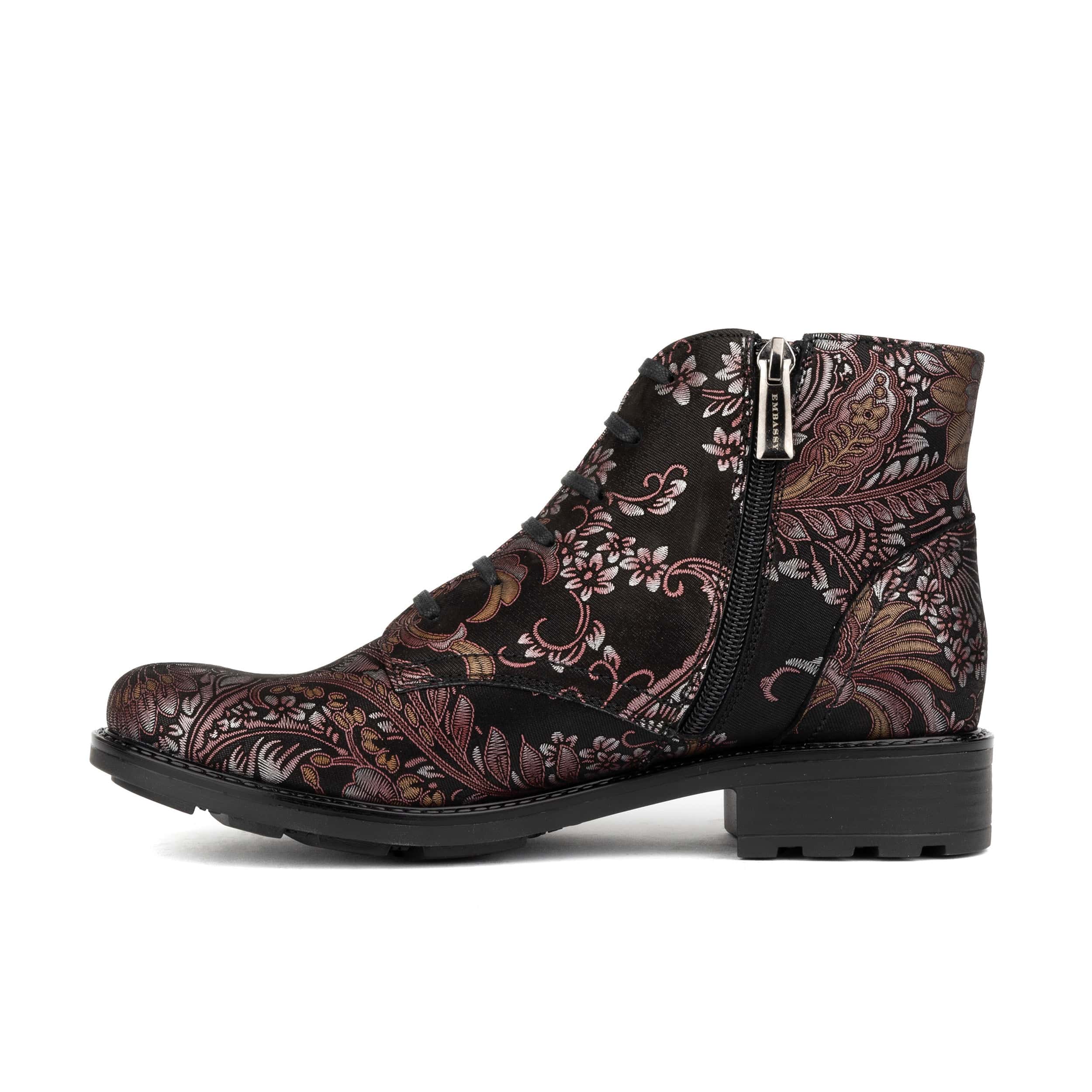 Laviva Mid - Black & Gold & Burgundy - Women's rmid-height leather wide fitted ankle boot - Image 3