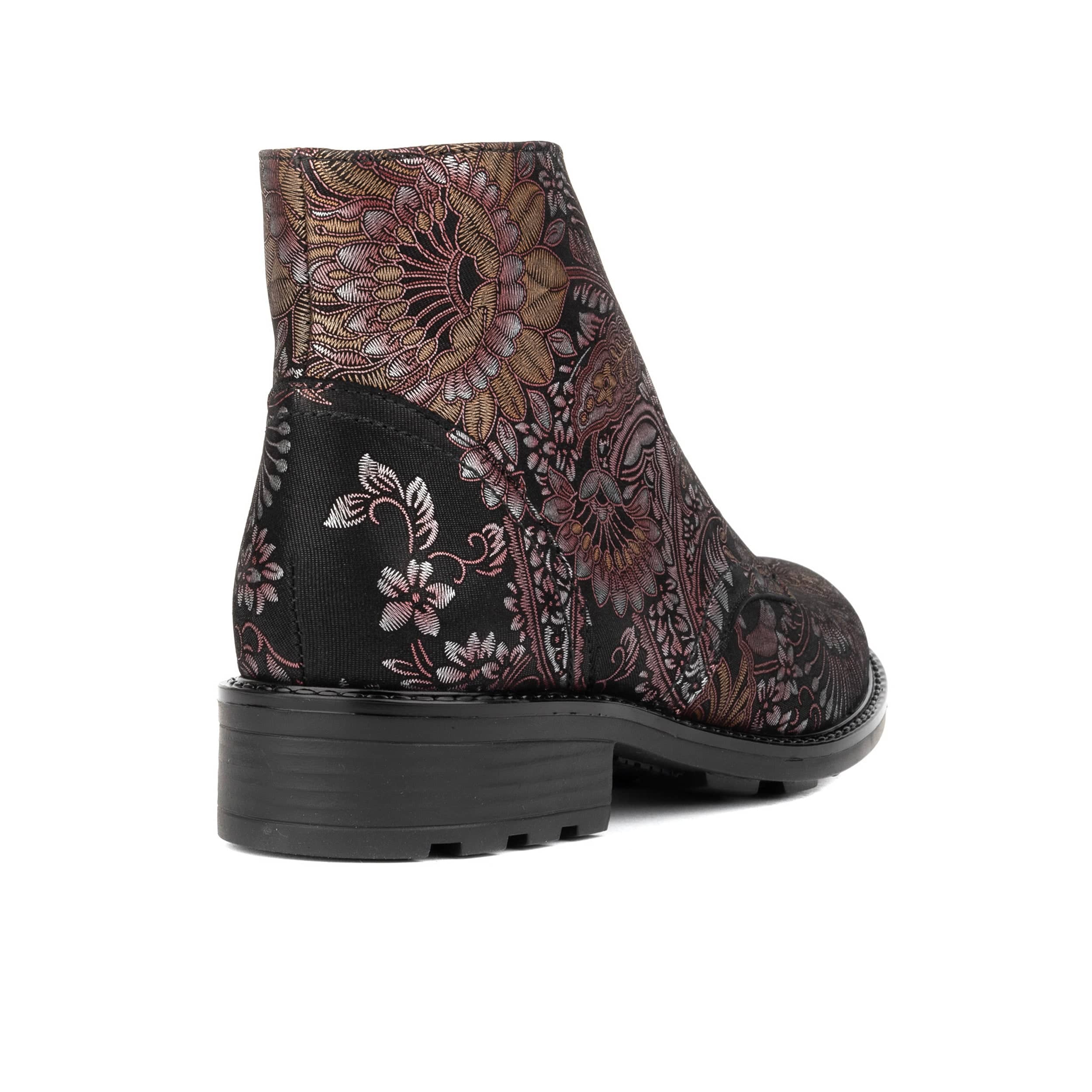 Laviva Mid - Black & Gold & Burgundy - Women's rmid-height leather wide fitted ankle boot - Image 4