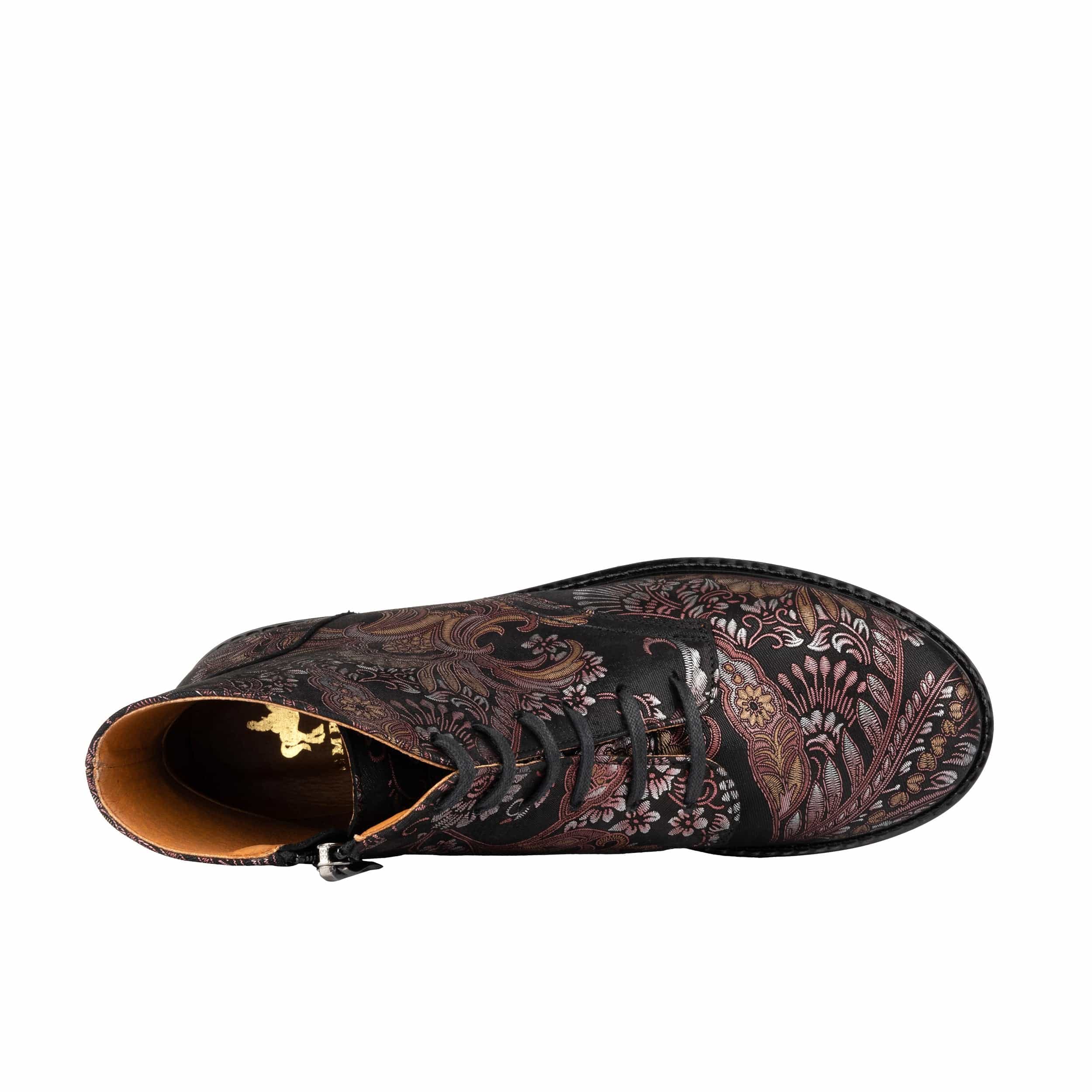 Laviva Mid - Black & Gold & Burgundy - Women's rmid-height leather wide fitted ankle boot - Image 6