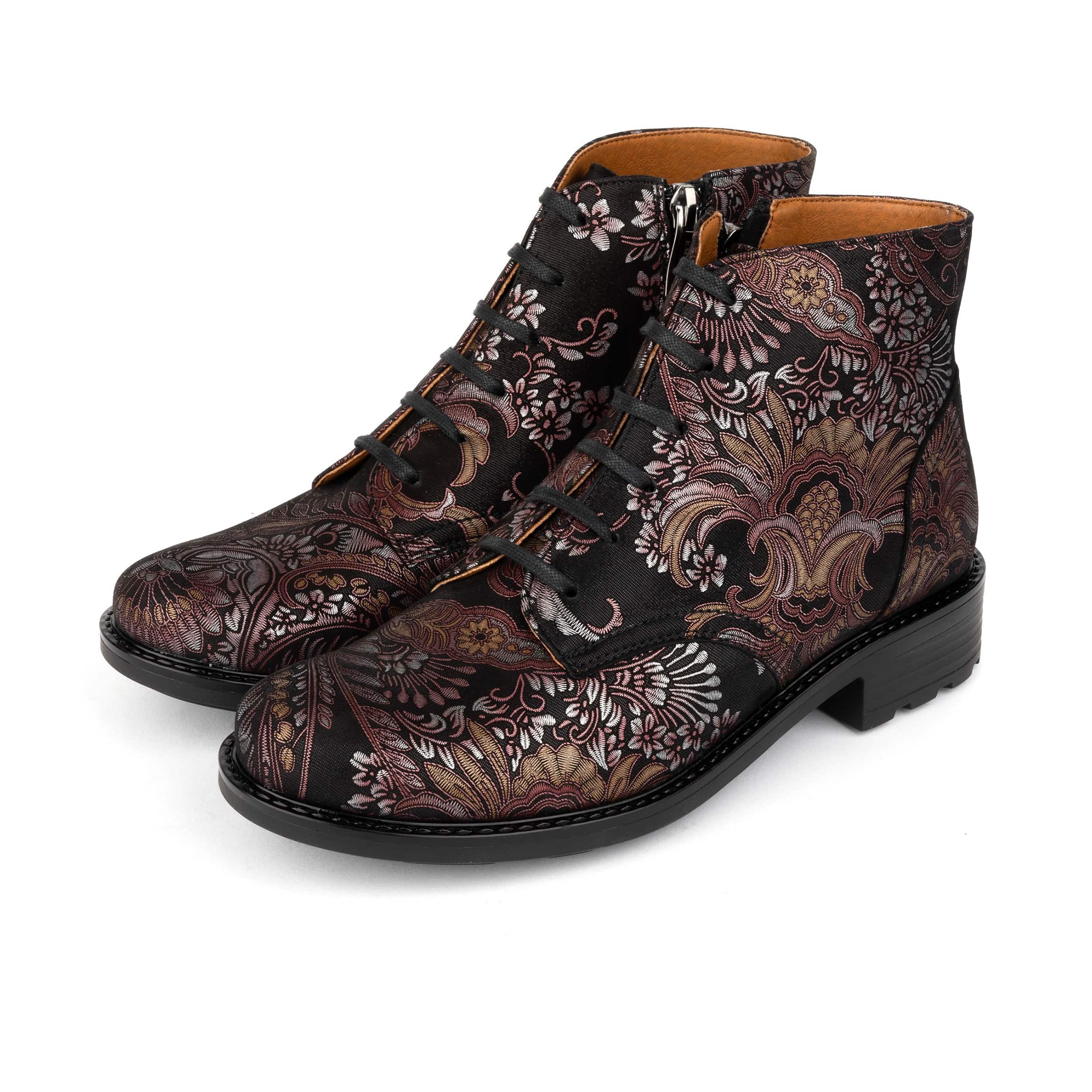 Laviva Mid - Black & Gold & Burgundy - Women's rmid-height leather wide fitted ankle boot - Image 9