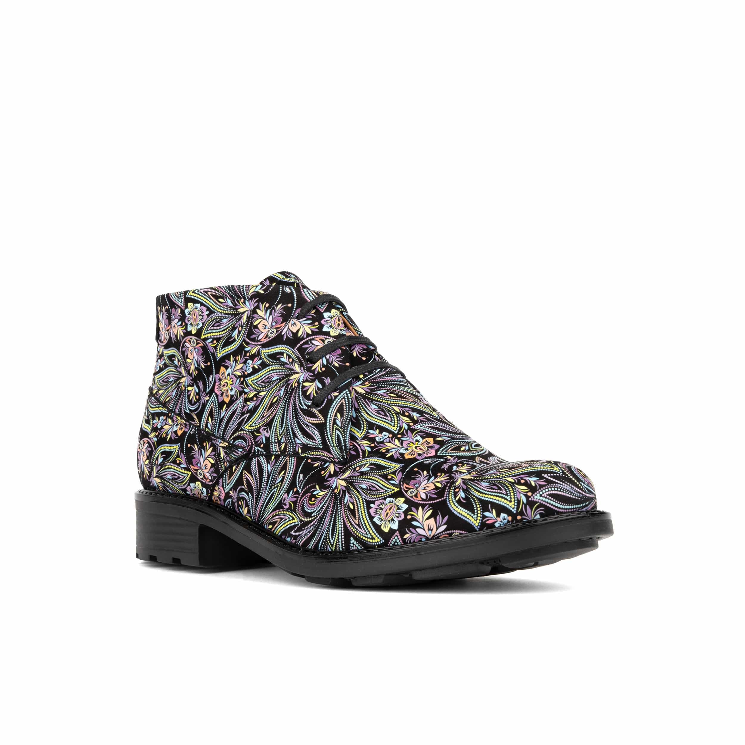 Laviva - Dark Floral - Women's Leather Round Toe Ankle Boot - Image 2