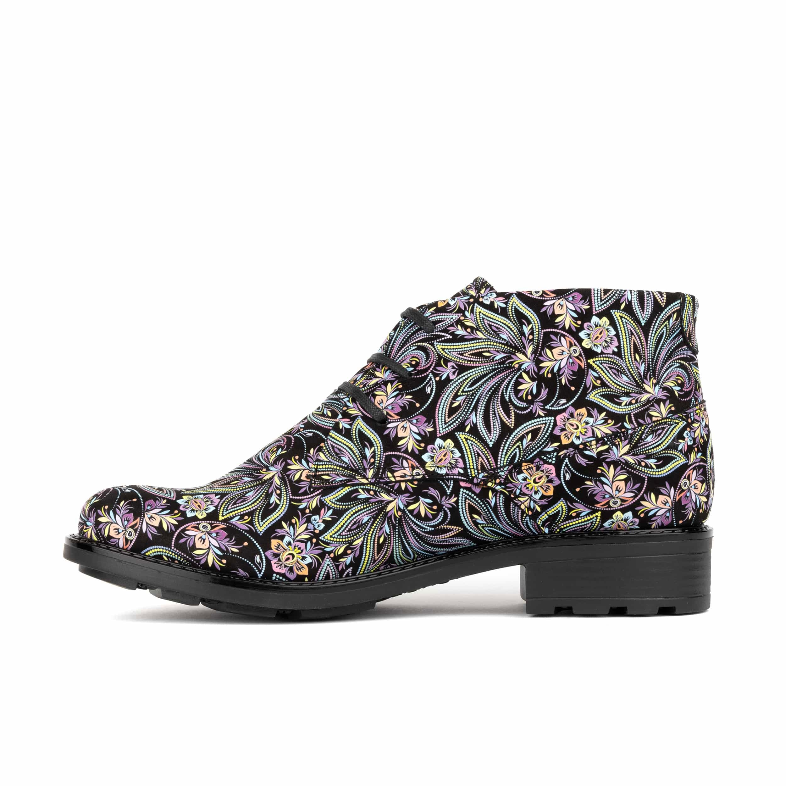 Laviva - Dark Floral - Women's Leather Round Toe Ankle Boot - Image 3