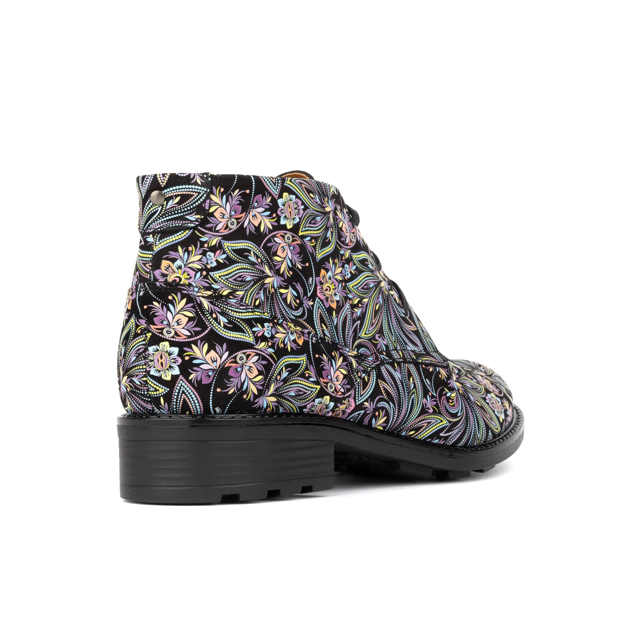 Laviva - Dark Floral - Women's Leather Round Toe Ankle Boot - Image 4