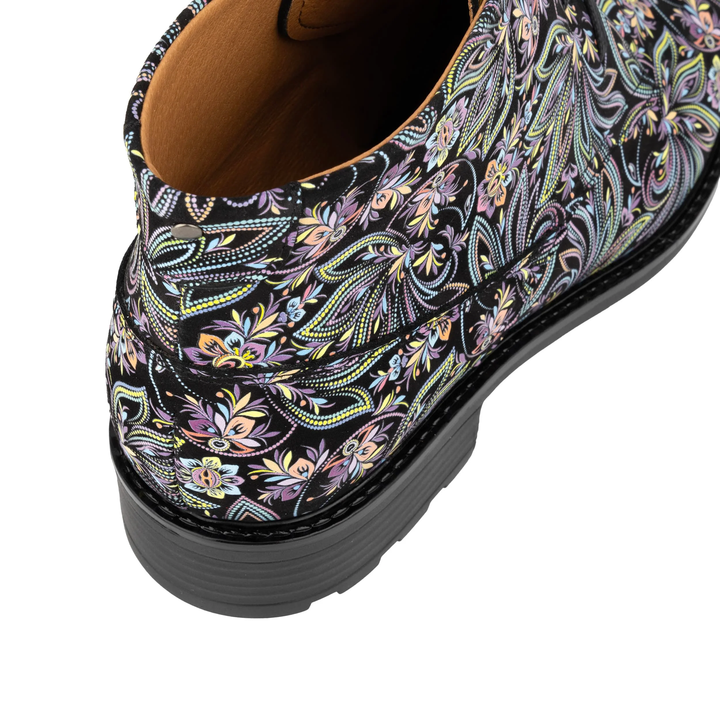 Laviva - Dark Floral - Women's Leather Round Toe Ankle Boot - Image 8