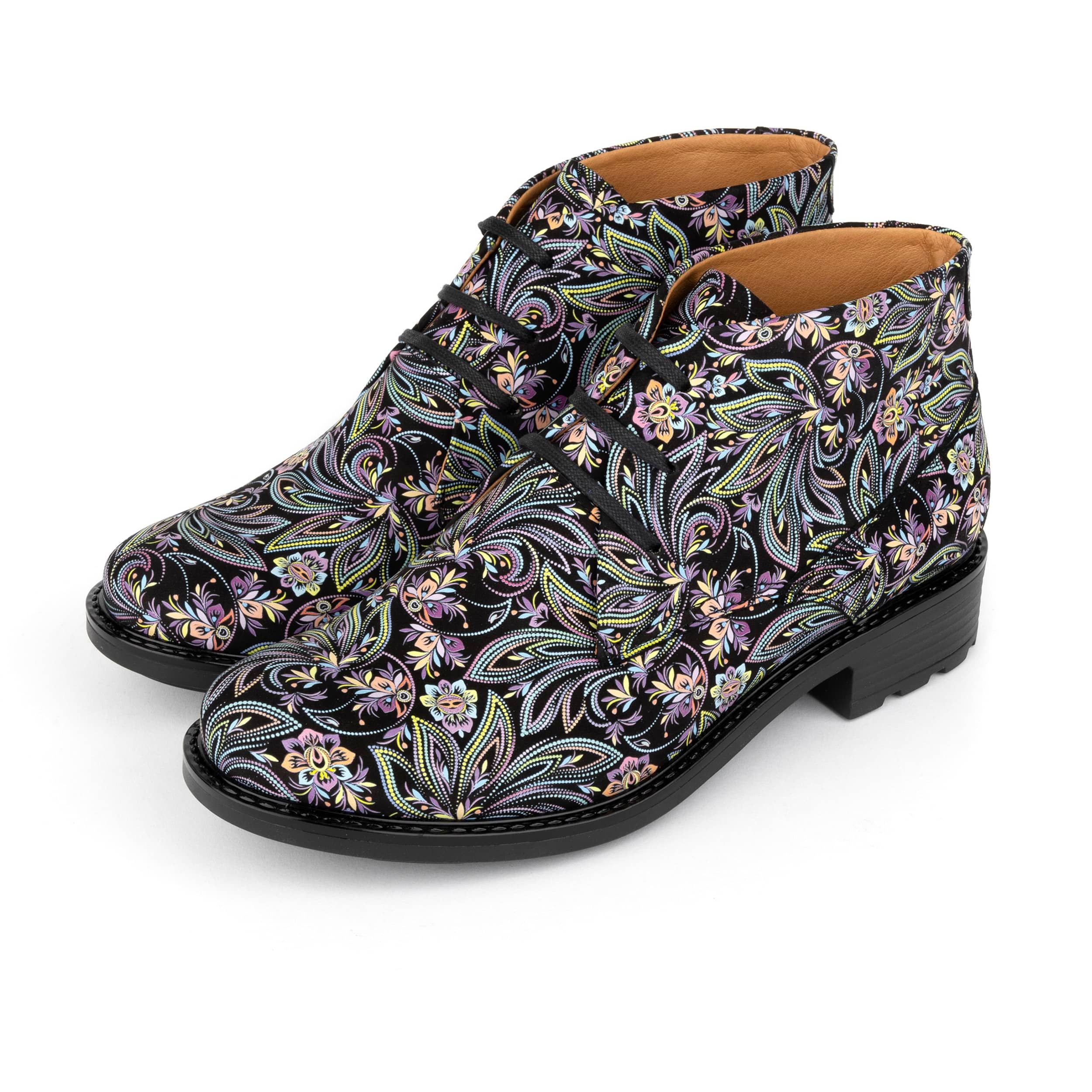 Laviva - Dark Floral - Women's Leather Round Toe Ankle Boot - Image 9