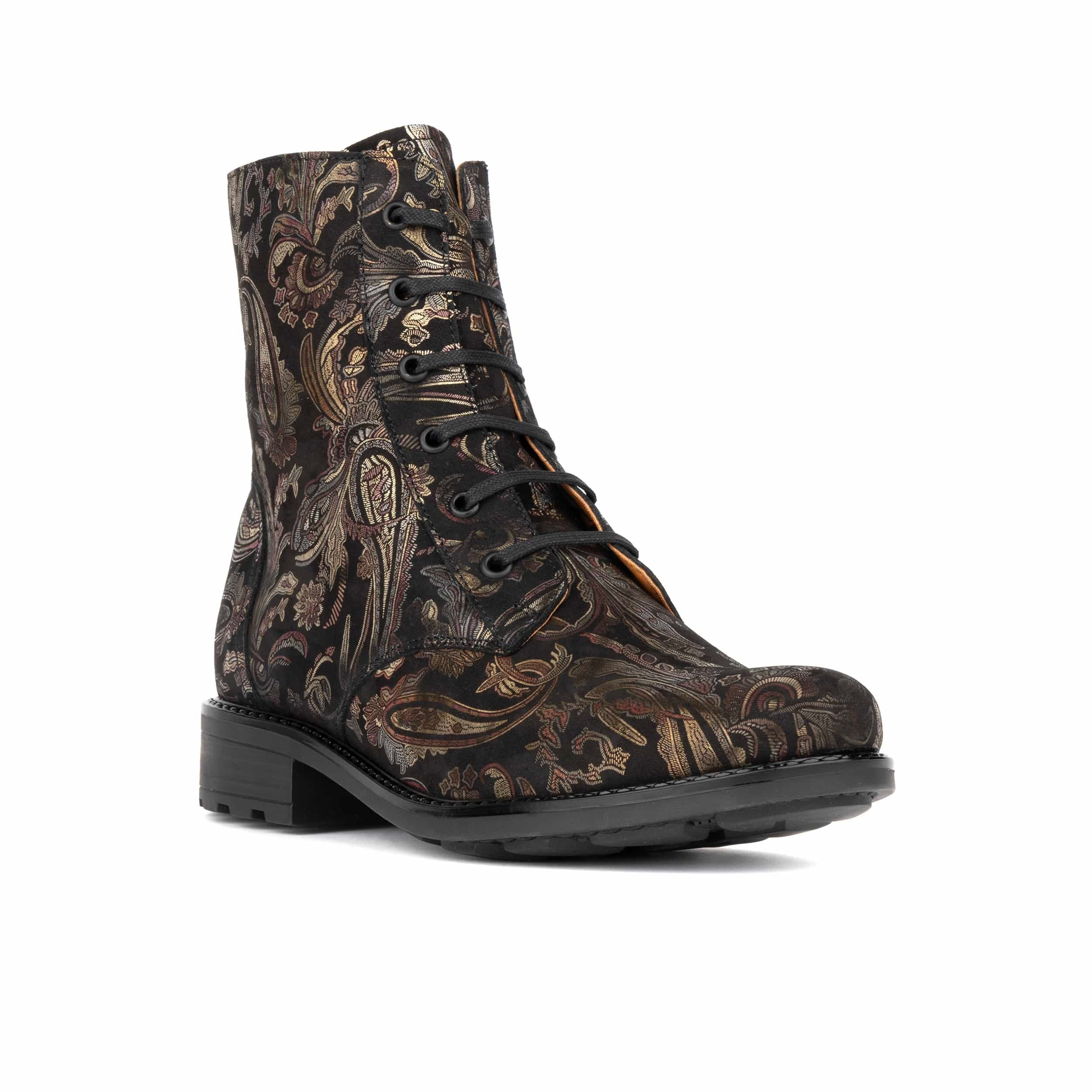 Laviva High - Black & Gold & Burgundy - Women's leather wide-fit high ankle boot - Image 2