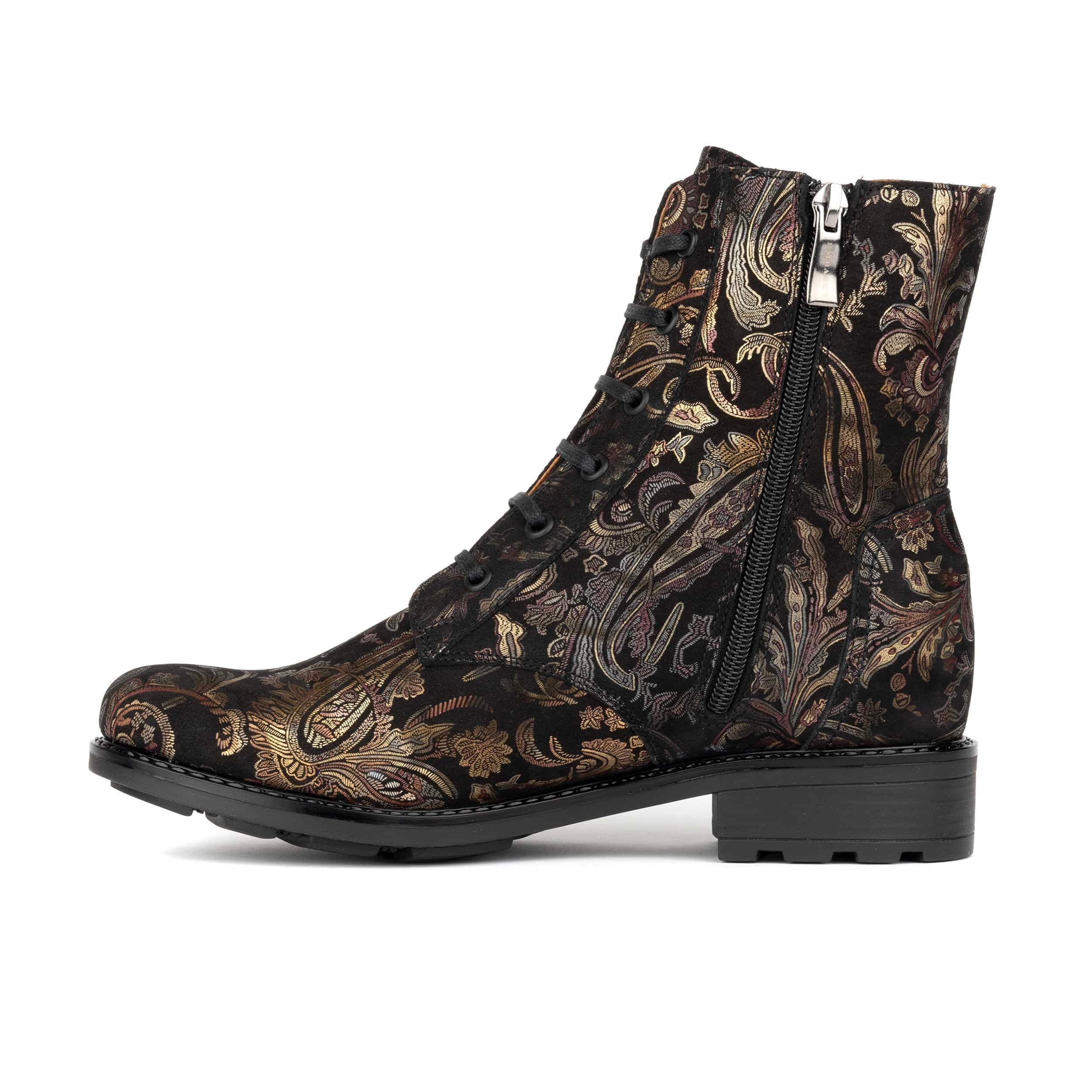 Laviva High - Black & Gold & Burgundy - Women's leather wide-fit high ankle boot - Image 3