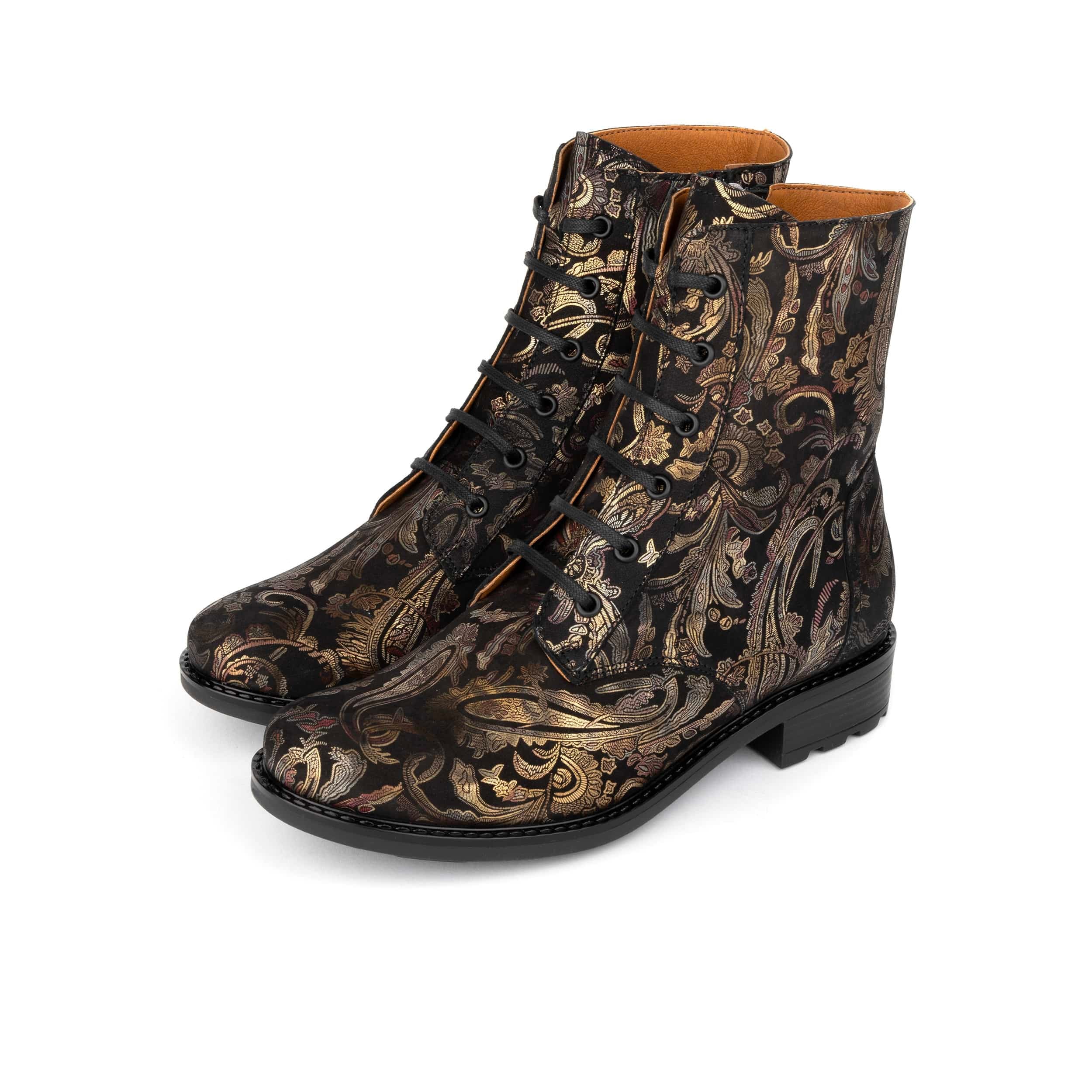 Laviva High - Black & Gold & Burgundy - Women's leather wide-fit high ankle boot - Image 9