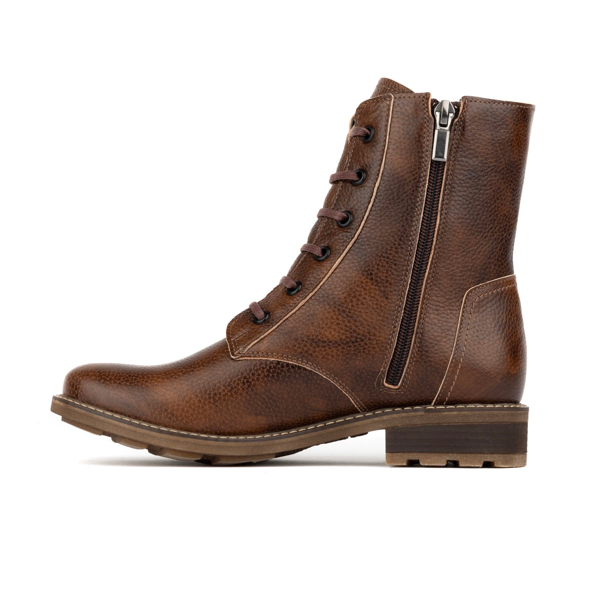 Laviva High - Wool Brown - Women's wide fitted leather higher ankle boot wool lined - Image 3