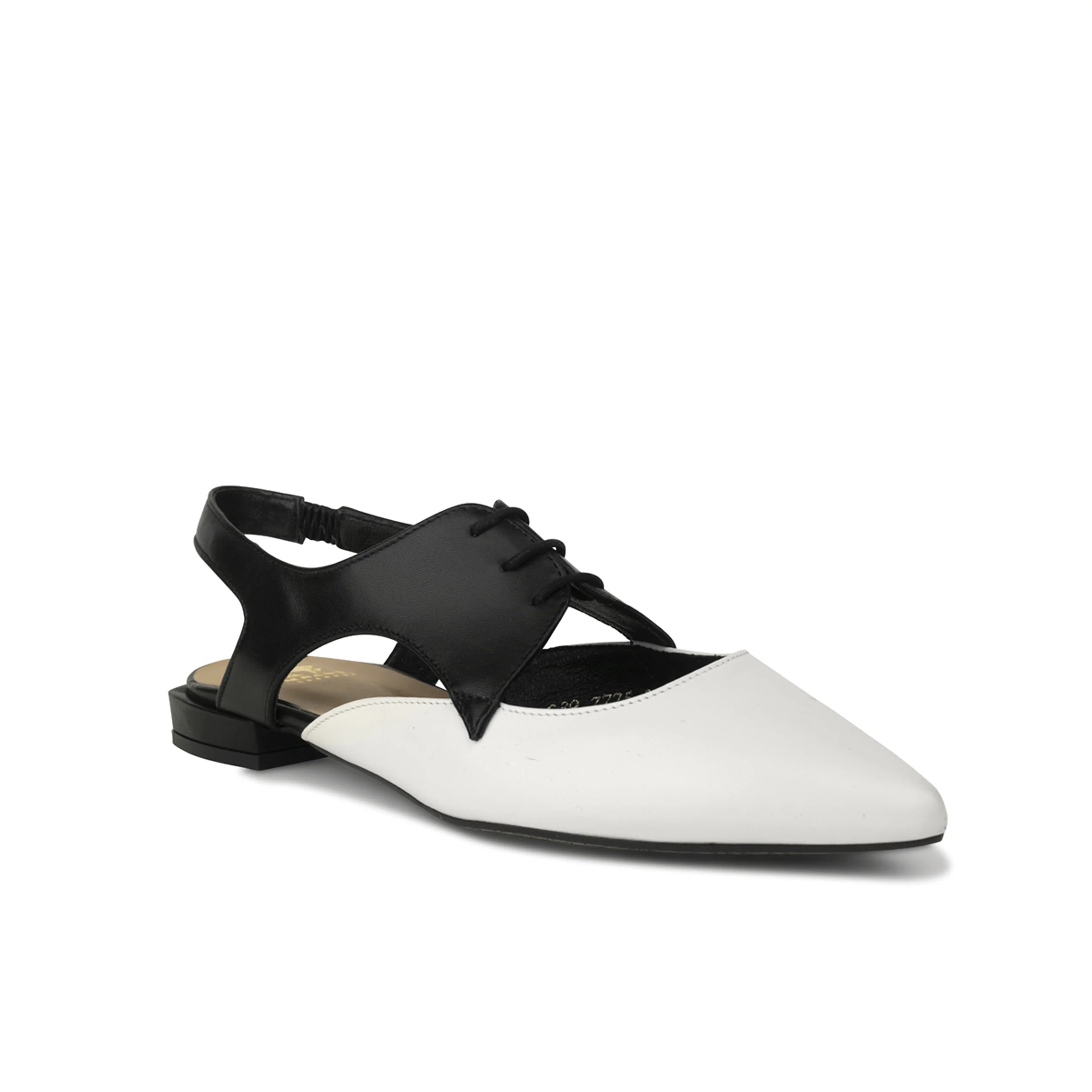 Lim - Black & Cream - Women's cutout leather lace up slingback - Image 3