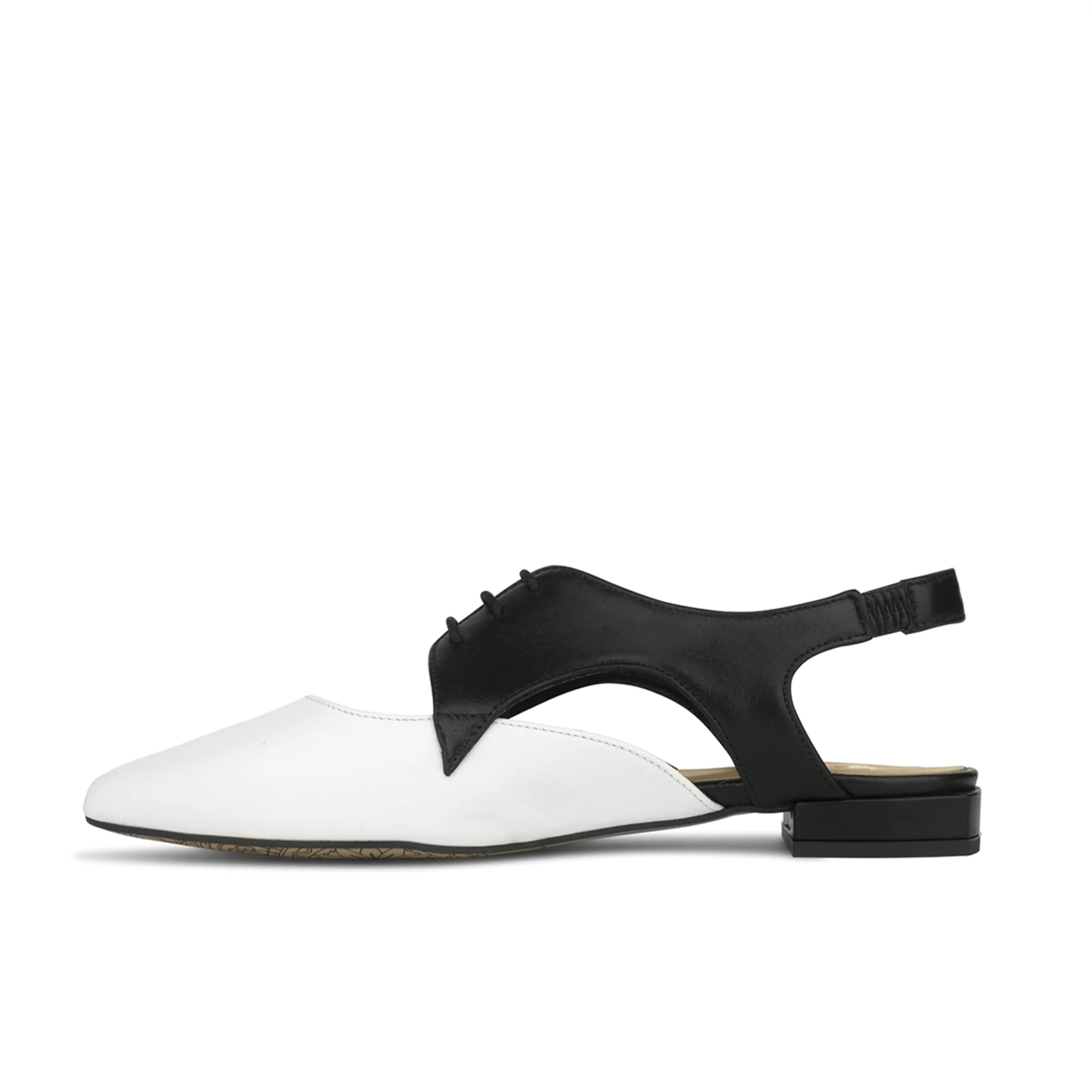 Lim - Black & Cream - Women's cutout leather lace up slingback - Image 4