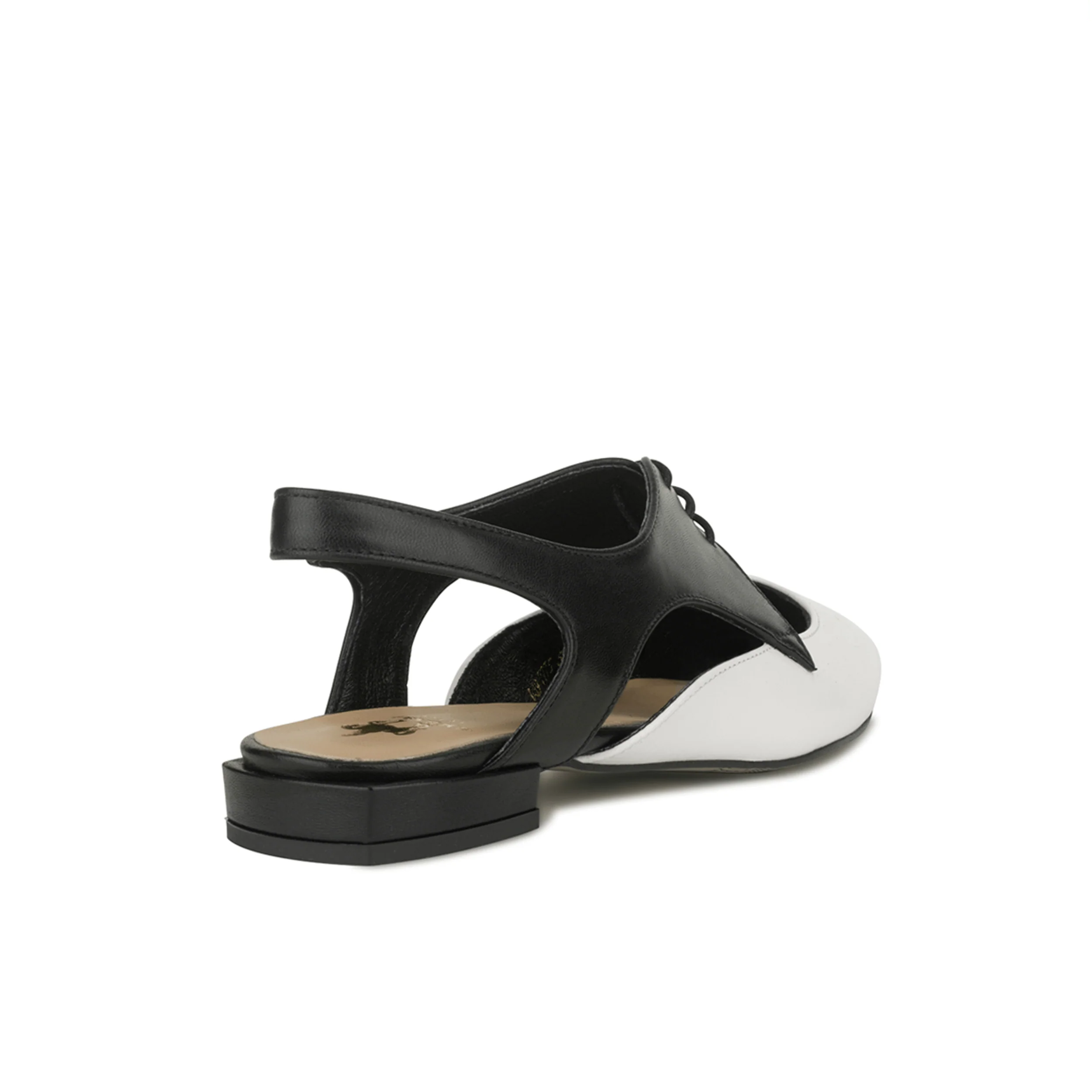 Lim - Black & Cream - Women's cutout leather lace up slingback - Image 5