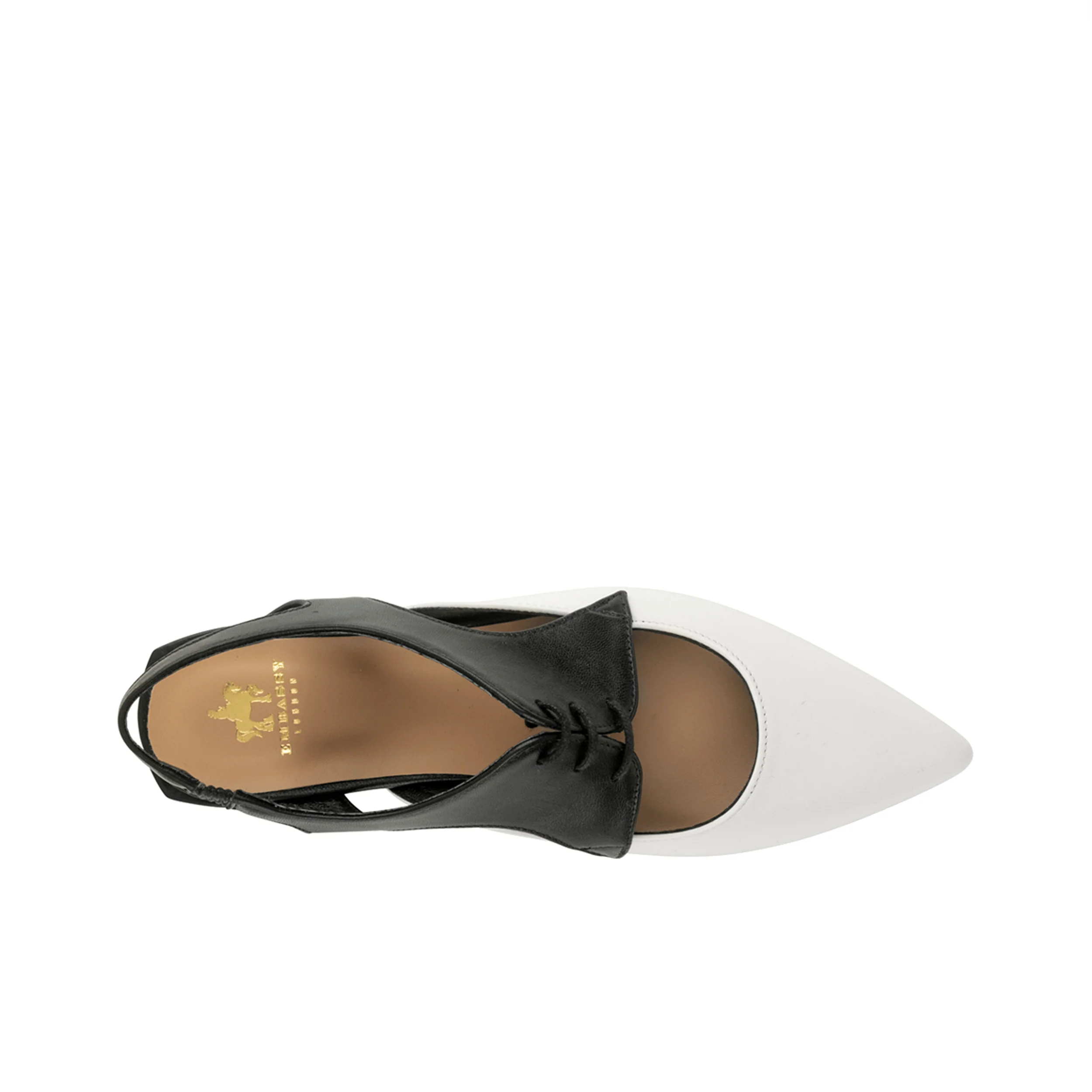 Lim - Black & Cream - Women's cutout leather lace up slingback - Image 7